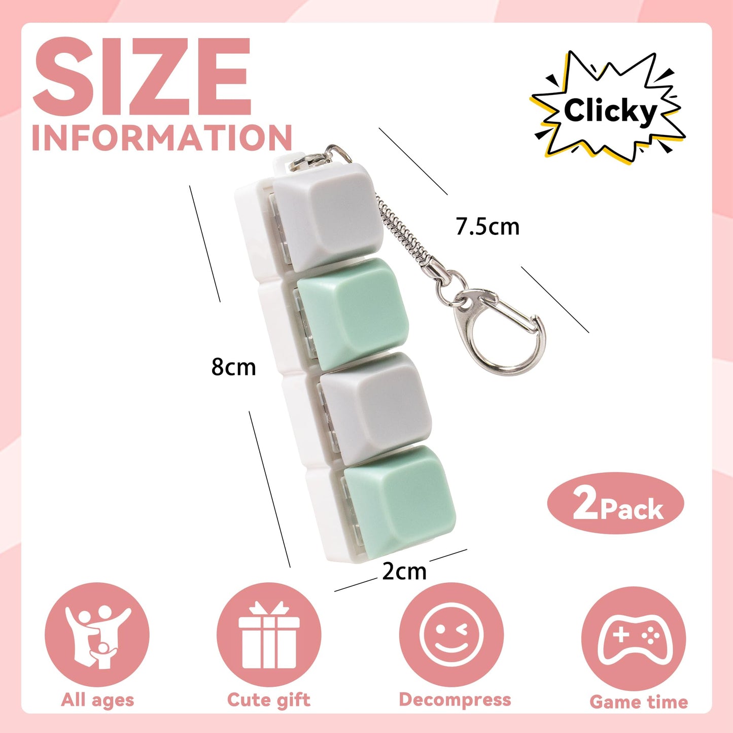 Sumgsn 2-Pack Green Keyboard Fidget Toy – 4-Key Clicker for Focus