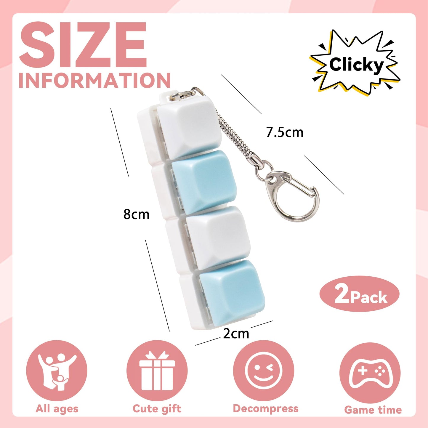 Sumgsn 2-Piece Keyboard Clicker Fidget Toy – 4-Key Portable Stress Relief & Focus