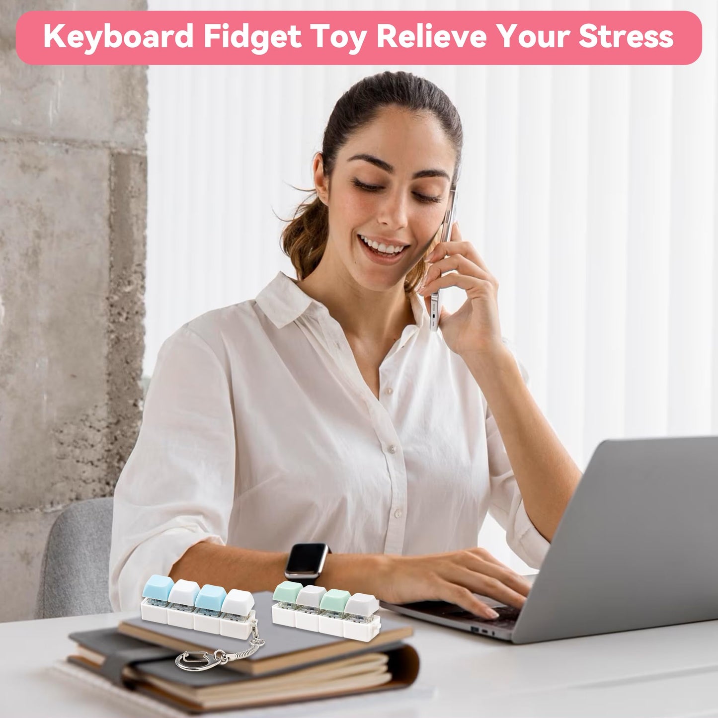 Sumgsn 2 Pcs Keyboard Clicker Fidget Toy – Loud 4-Key Stress Relief Keychain