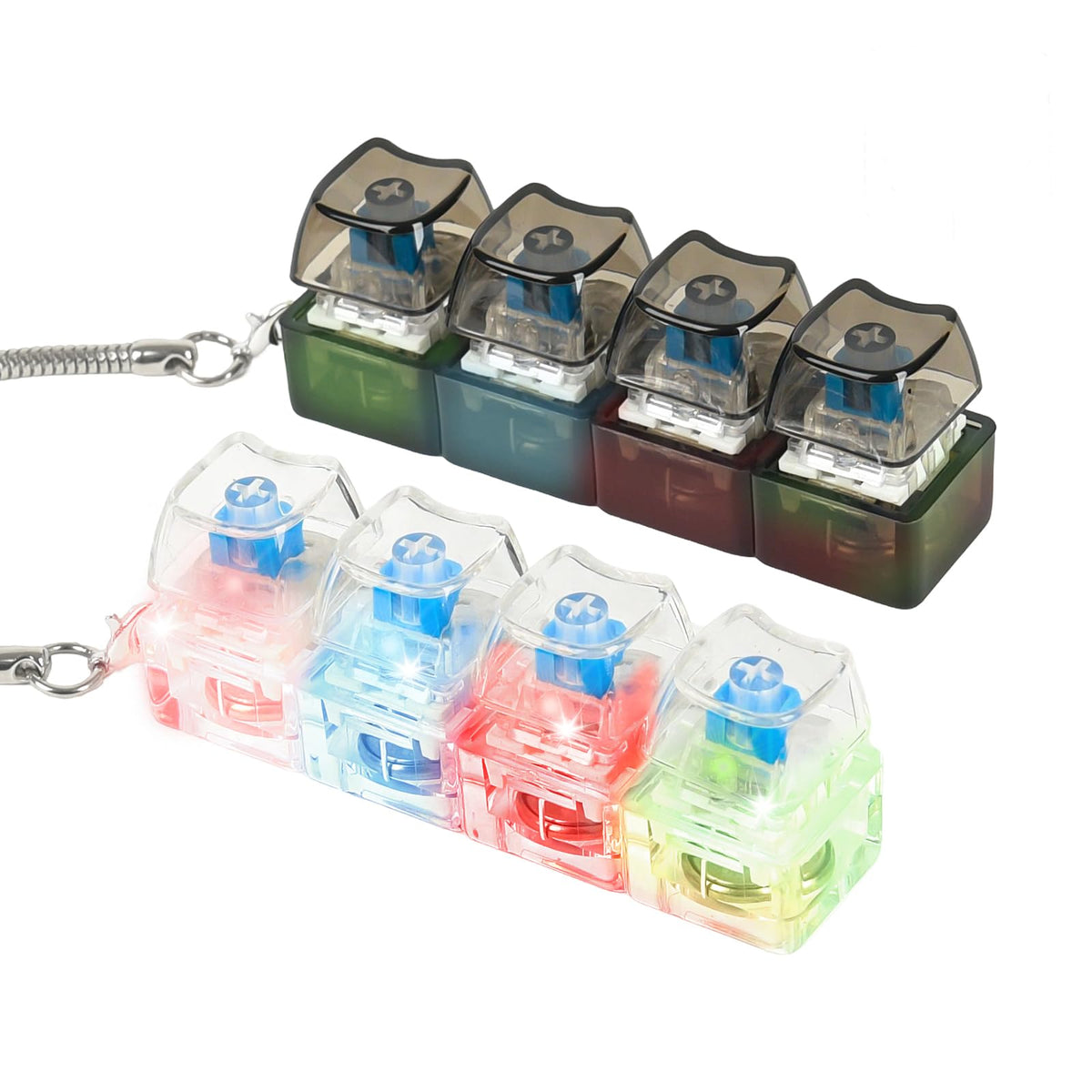 Sumgsn 2-Pcs Keyboard Fidget Toy Light Up – 4-in-1 Cat Keycaps Keychain