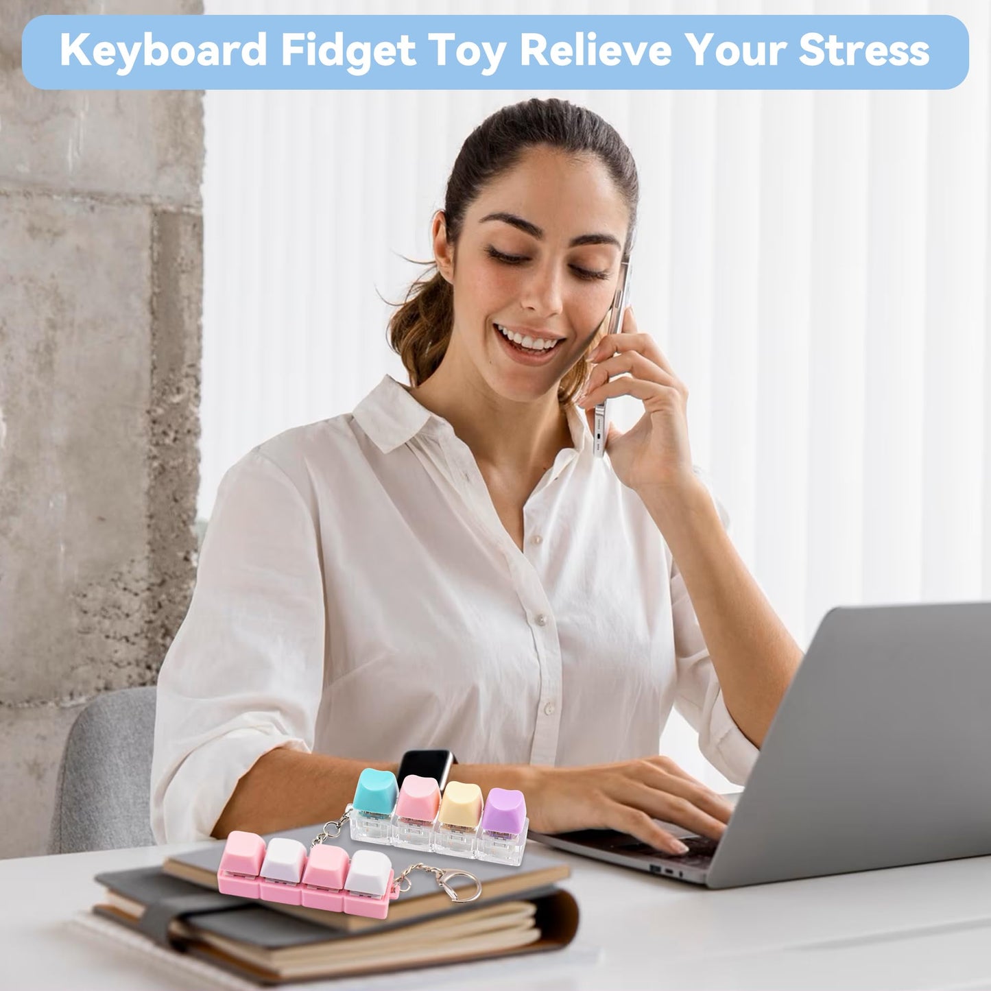 Sumgsn 2 Pcs Blue Keyboard Fidget Toy – 4-Key Clicker for Stress Relief & Focus
