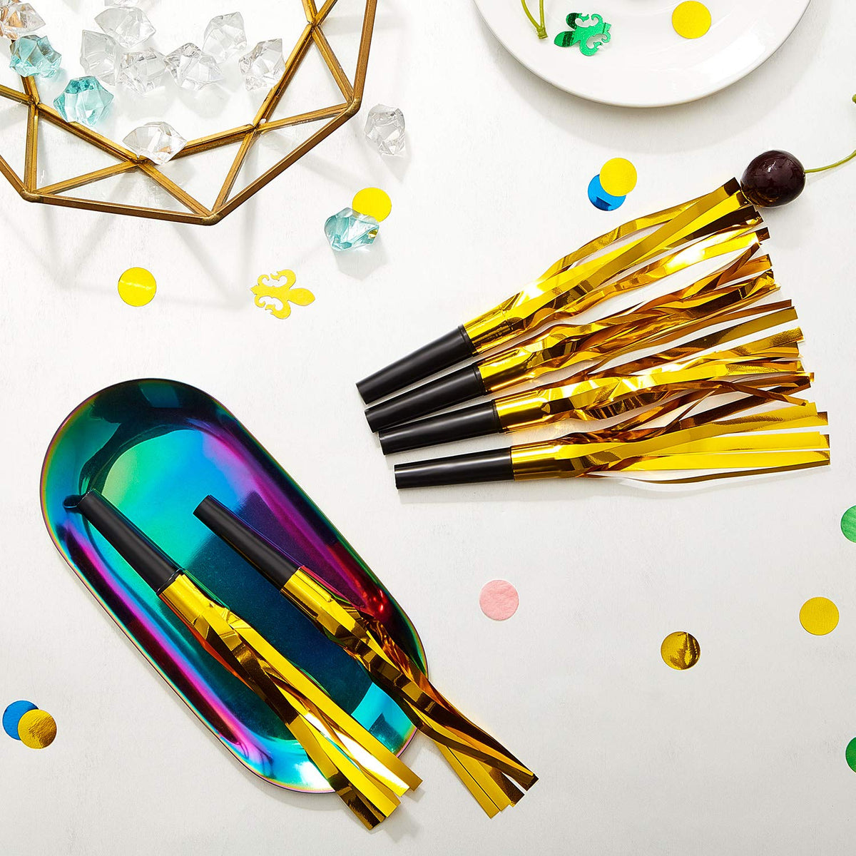 Sumind 24 Pcs Gold Glitter Noise Makers – Party Blowers for Adults, Birthdays & Events