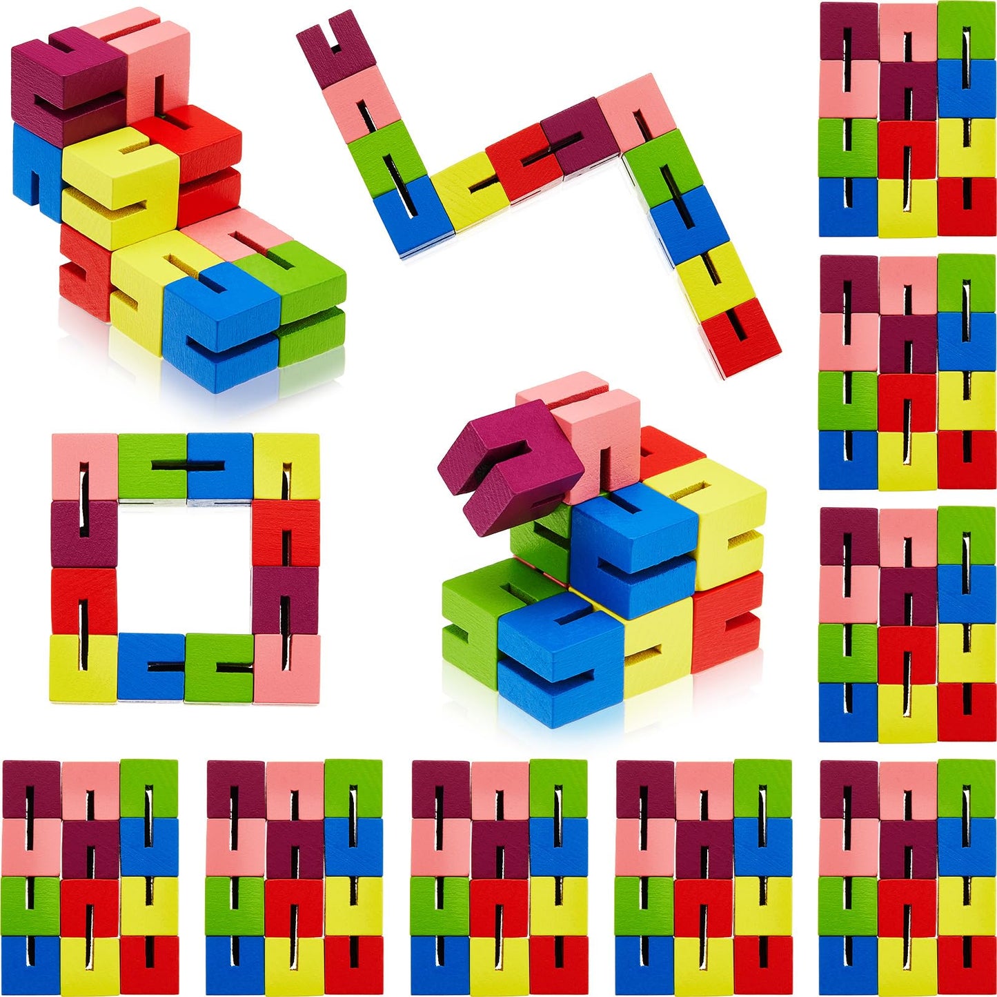 Sumind 6-Pack Wooden Twist Cubes – Sensory Fidget Toys for Teens & Party Favors