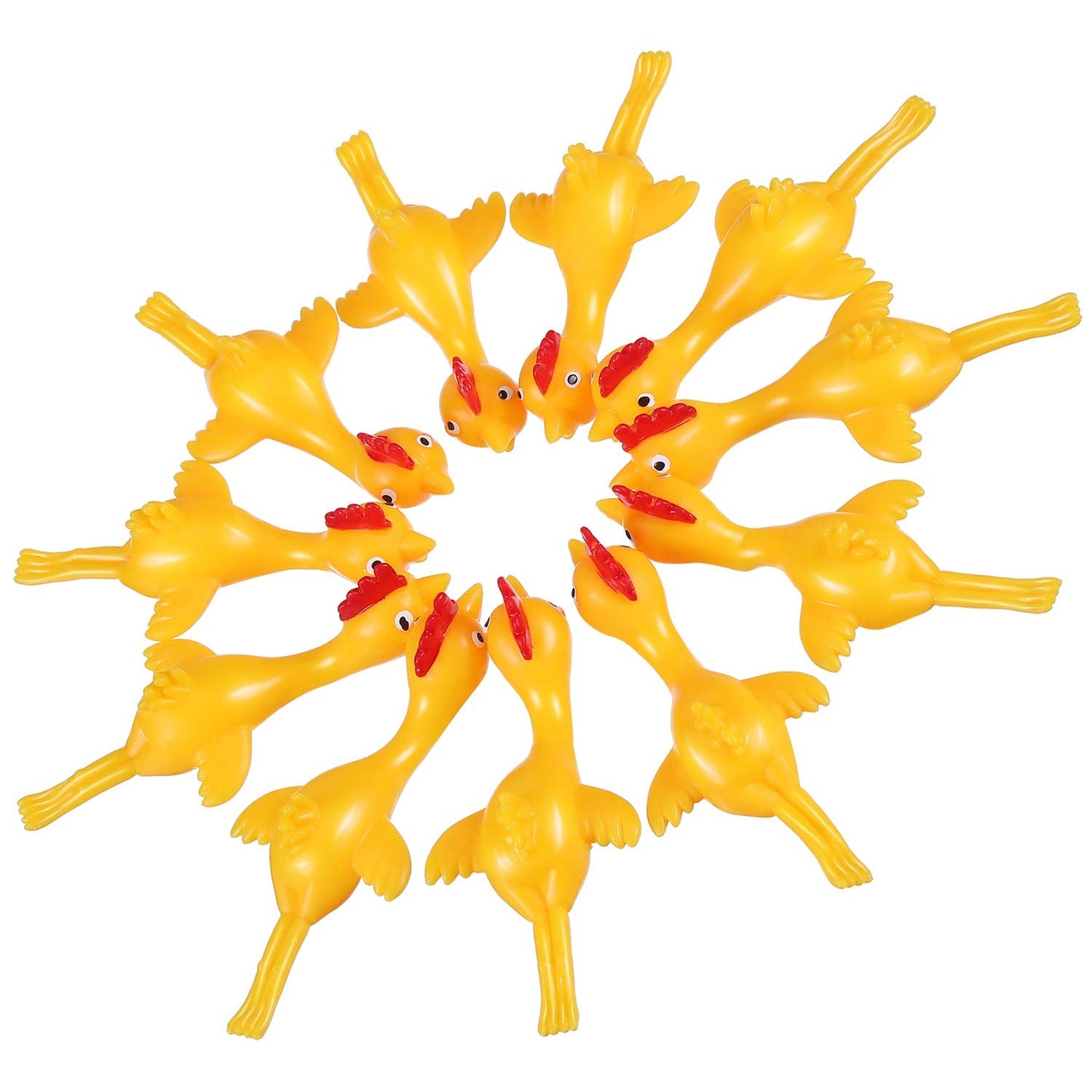 Sumind 16-Pack Finger Slingshot Rubber Chicken – Flying Chickens, Novelty Party Favors, Yellow