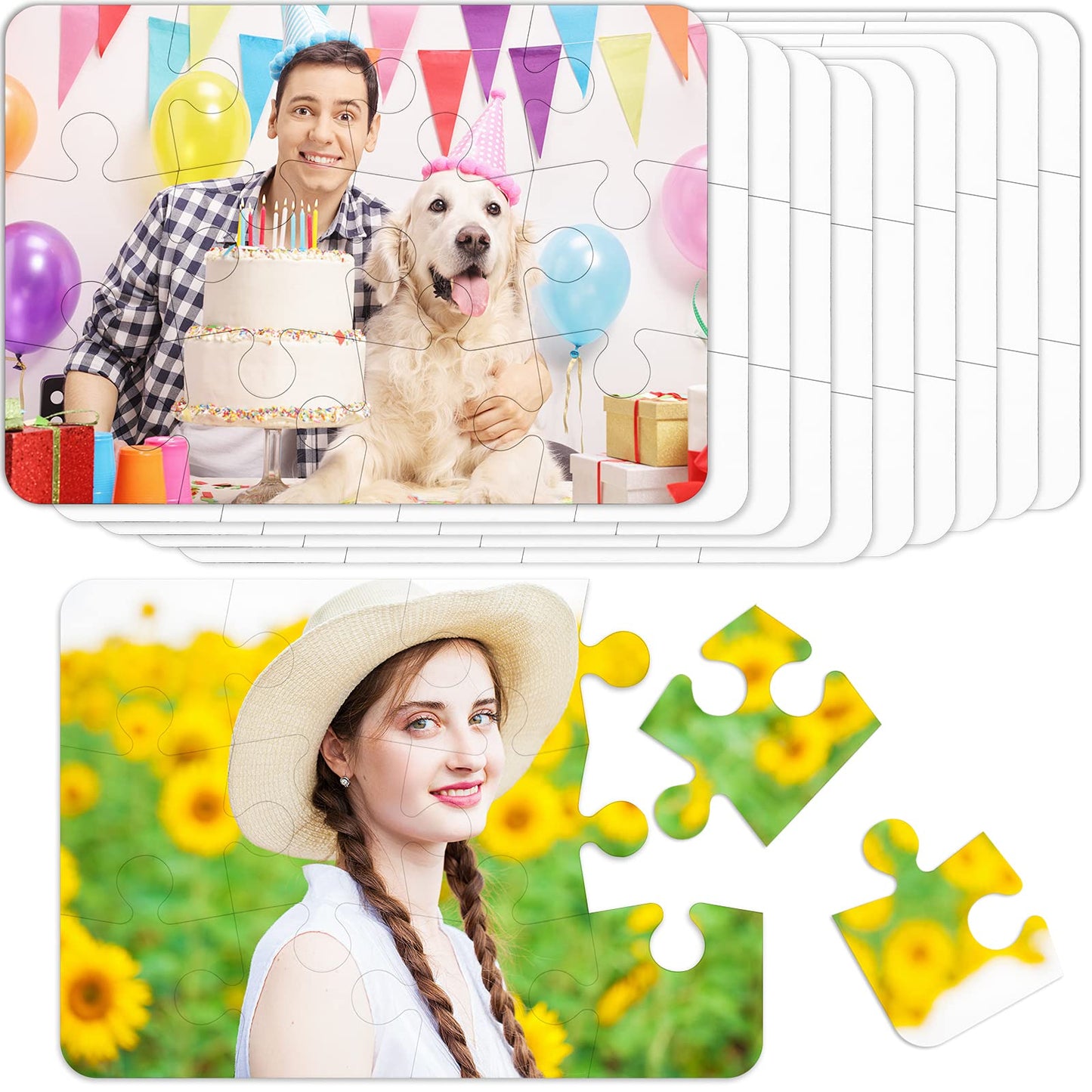 Sumind 10 Sets Blank Sublimation Puzzle – DIY Rectangle Jigsaw (A5-12)