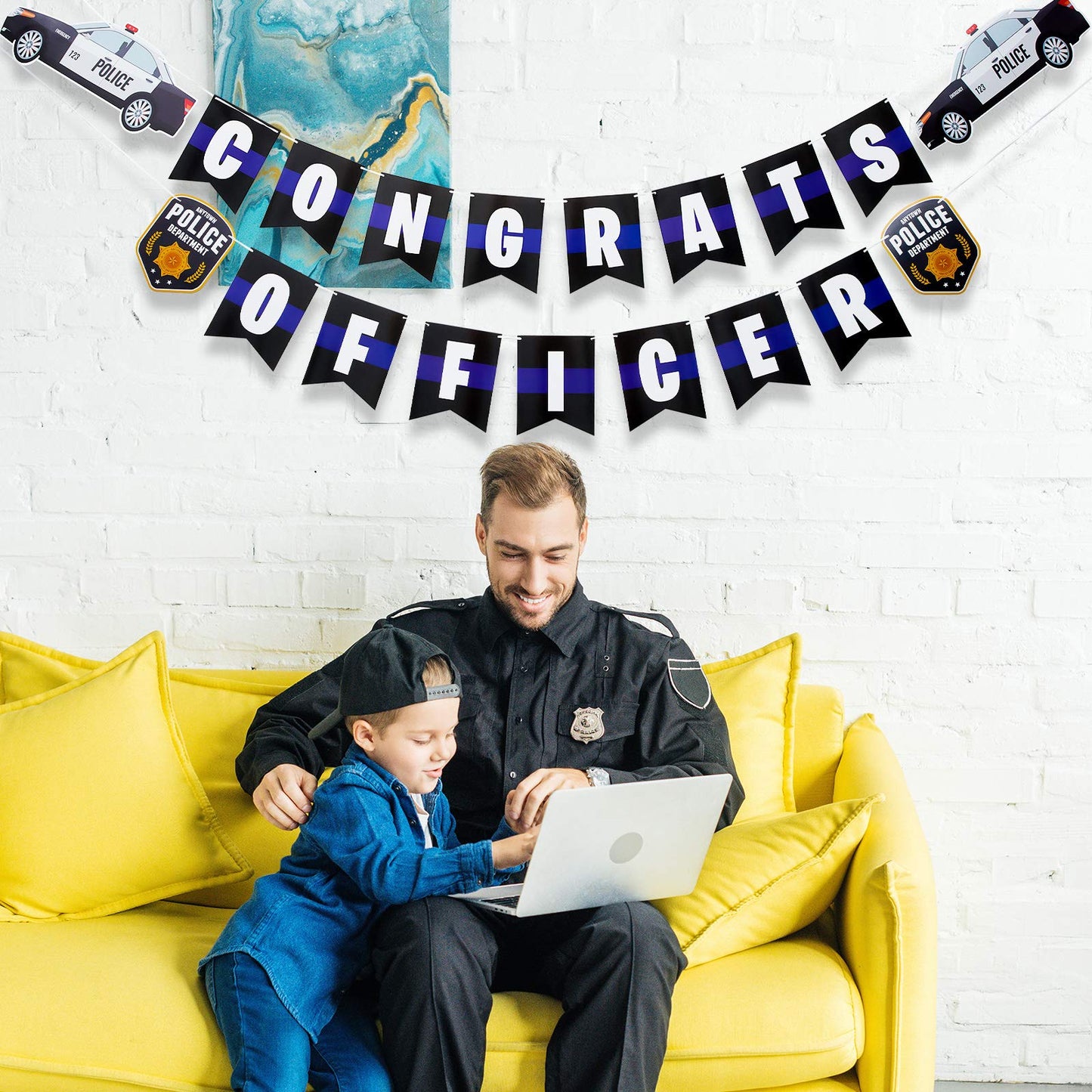 Sumind 12 Pieces Police Party Decorations: Hanging Swirls & Jointed Banners for Themed Birthday or Graduation Parties