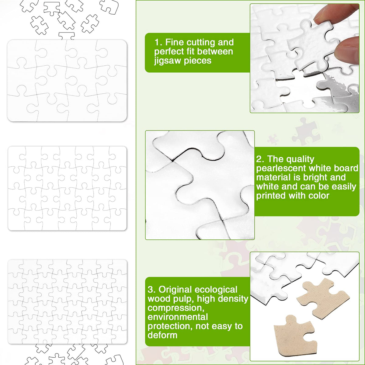 Sumind 10-Set Blank Sublimation Puzzle – DIY Rectangle Jigsaw Kit