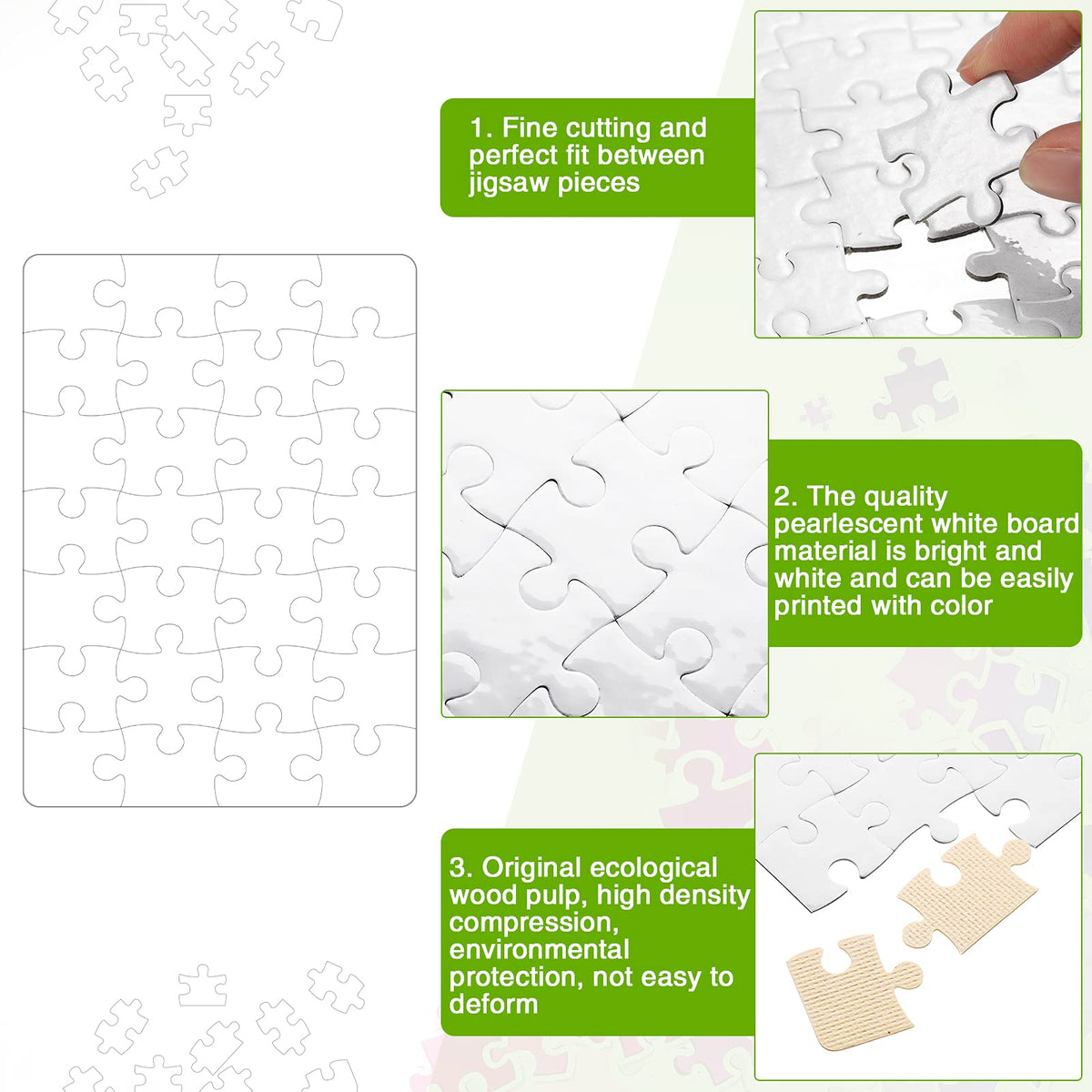 Sumind 10 Sets Blank Sublimation Puzzles – DIY Rectangle 7.5 x 5.1 in, Heat Transfer Gift Set (A5-28 Rectangle)