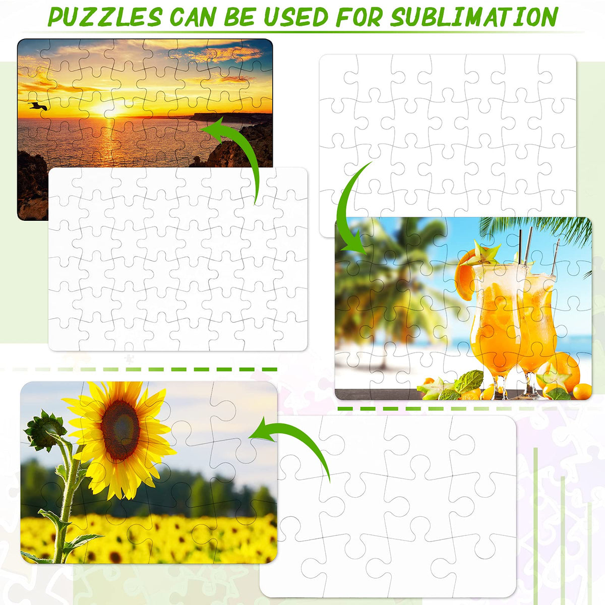 Sumind 10-Set Blank Sublimation Puzzle – DIY Rectangle Jigsaw Kit
