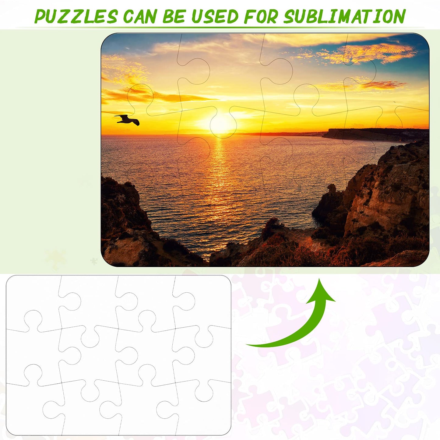 Sumind 10 Sets Blank Sublimation Puzzle – DIY Rectangle Jigsaw (A5-12)
