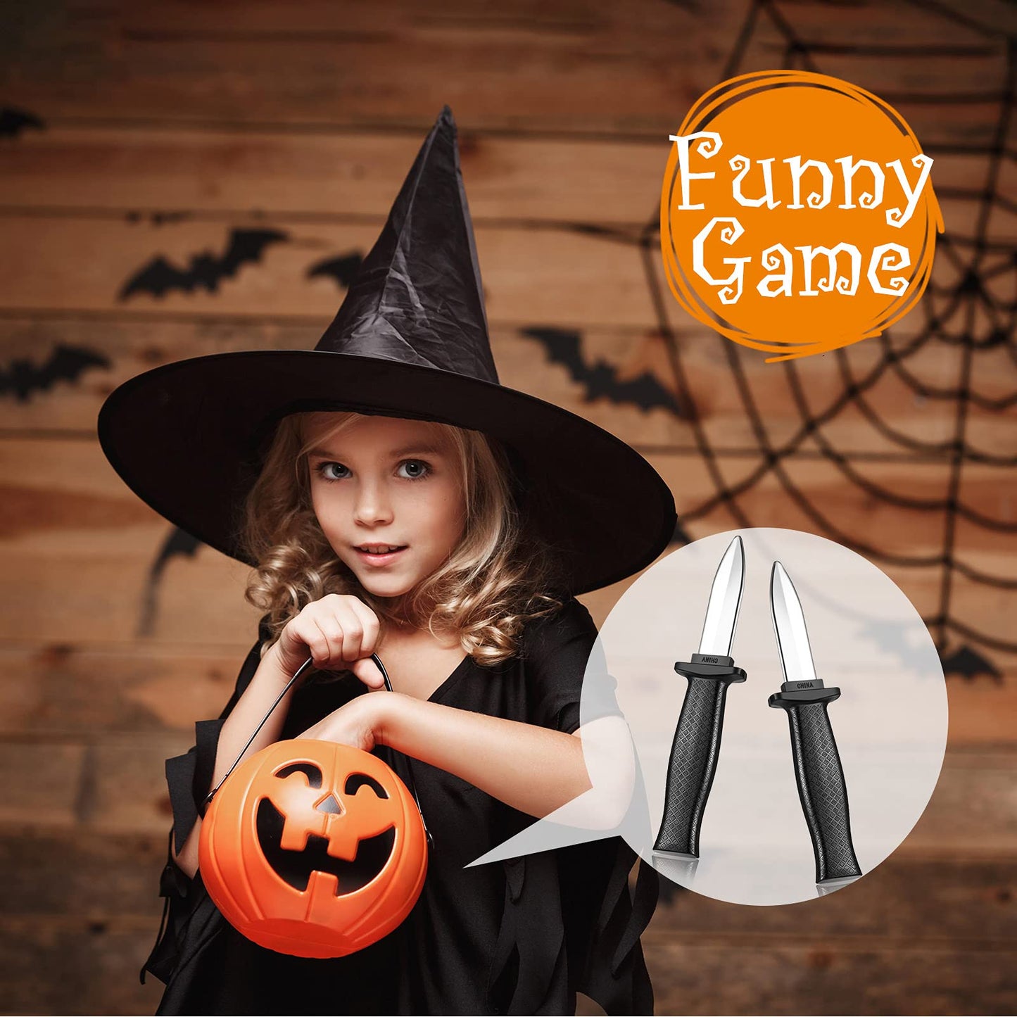 Sumind 4-Piece Retractable Fake Knife Set – Safe Party Gag
