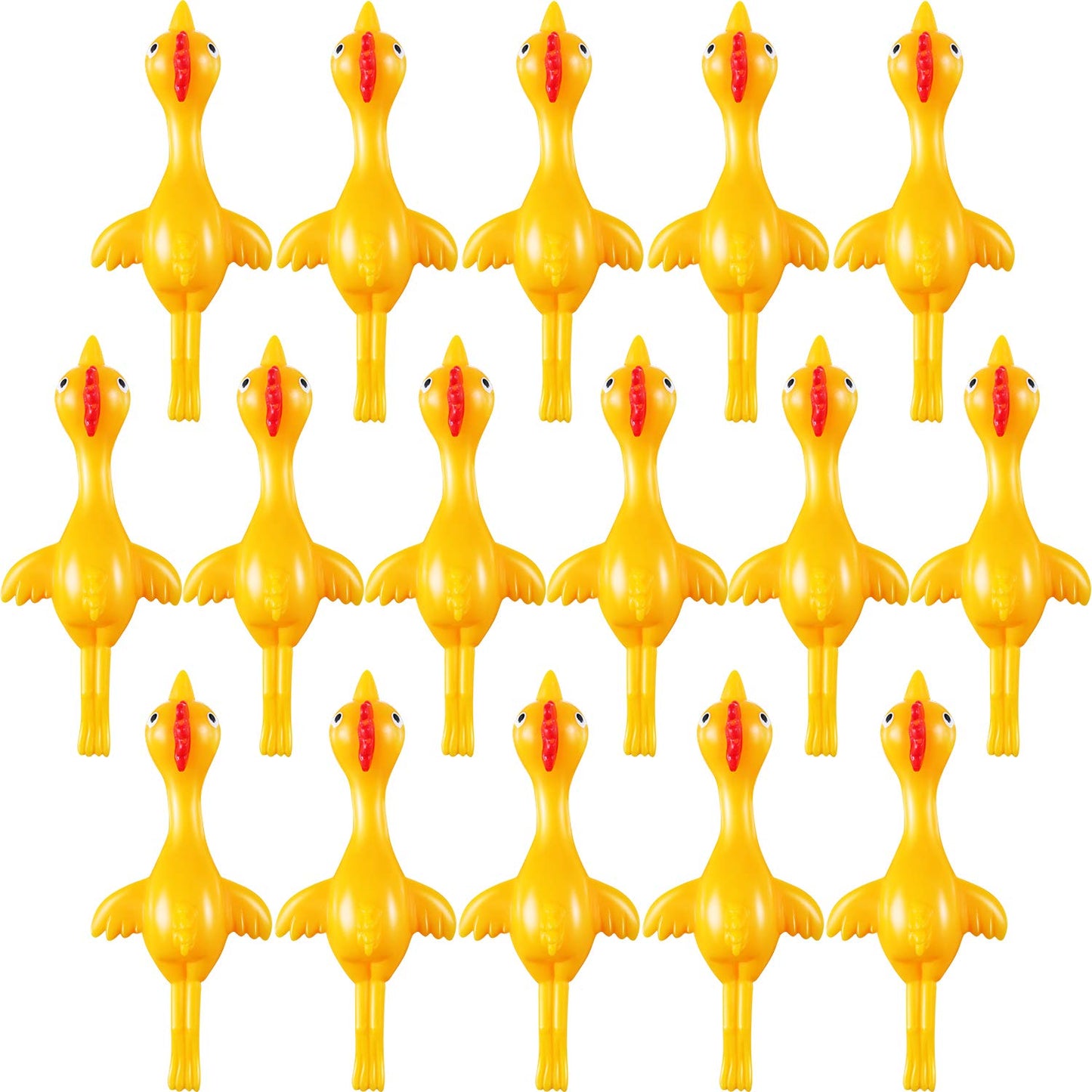 Sumind 16-Pack Finger Slingshot Rubber Chicken – Flying Chickens, Novelty Party Favors, Yellow