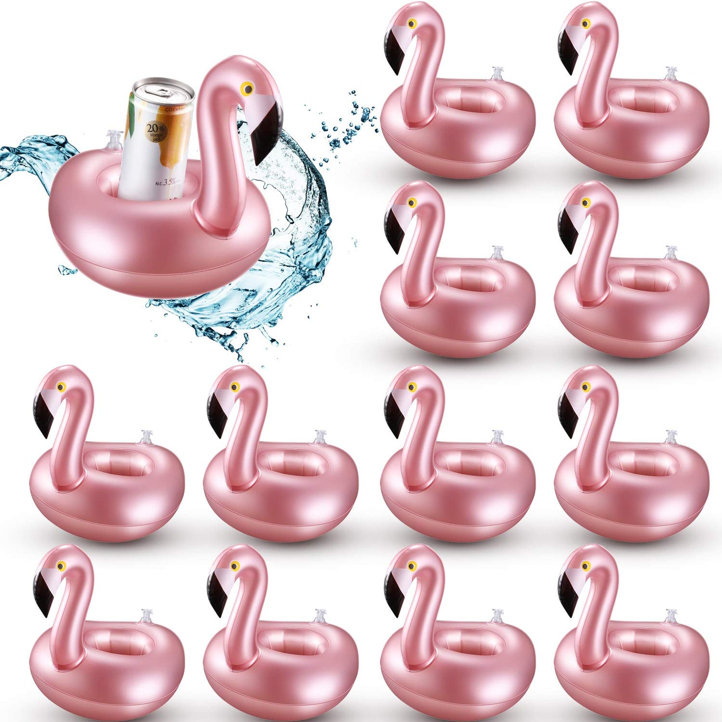 Sumind 12-Piece Flamingo Inflatable Drink Holders – Pool Cup Floats for Summer Parties