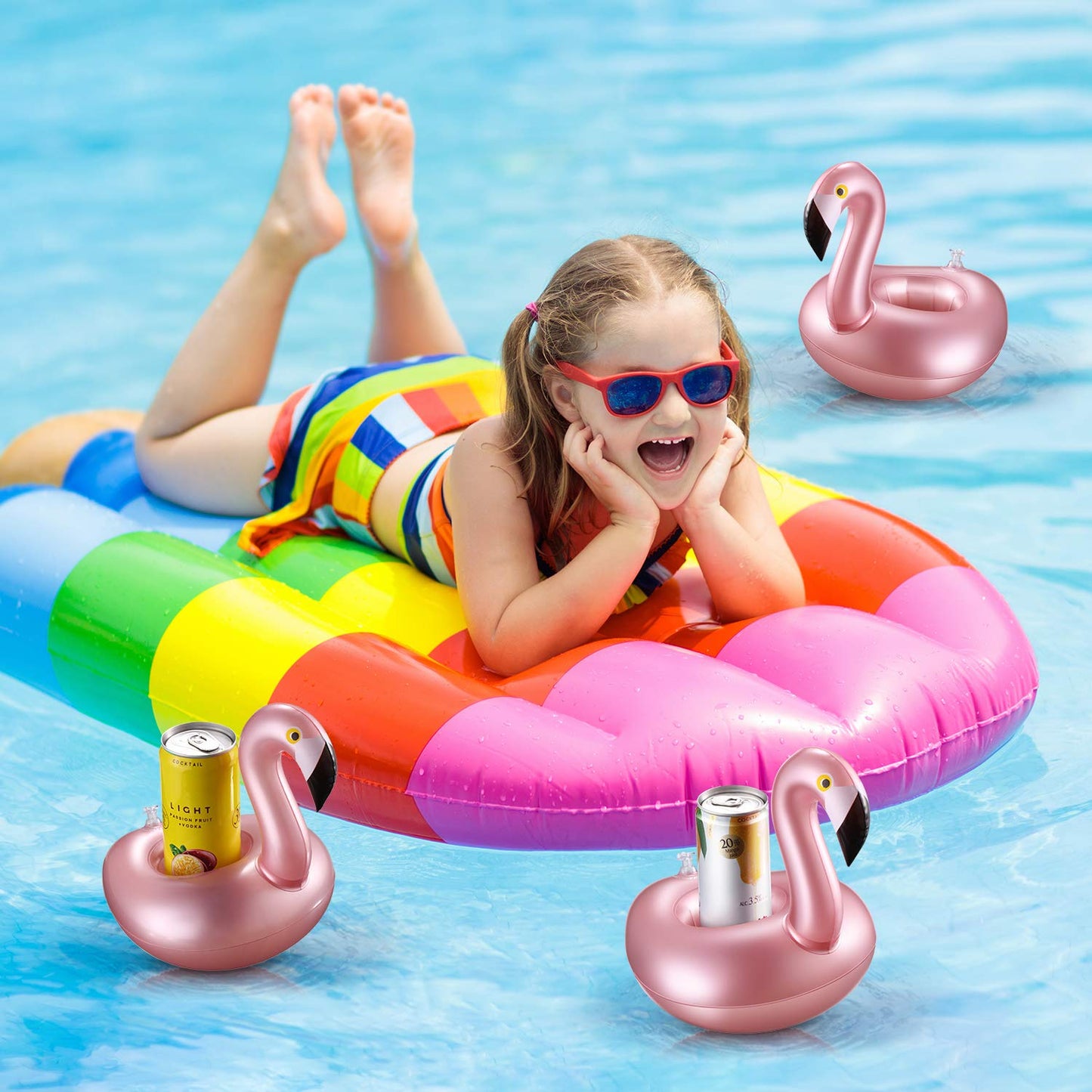 Sumind 12-Piece Flamingo Inflatable Drink Holders – Pool Cup Floats for Summer Parties