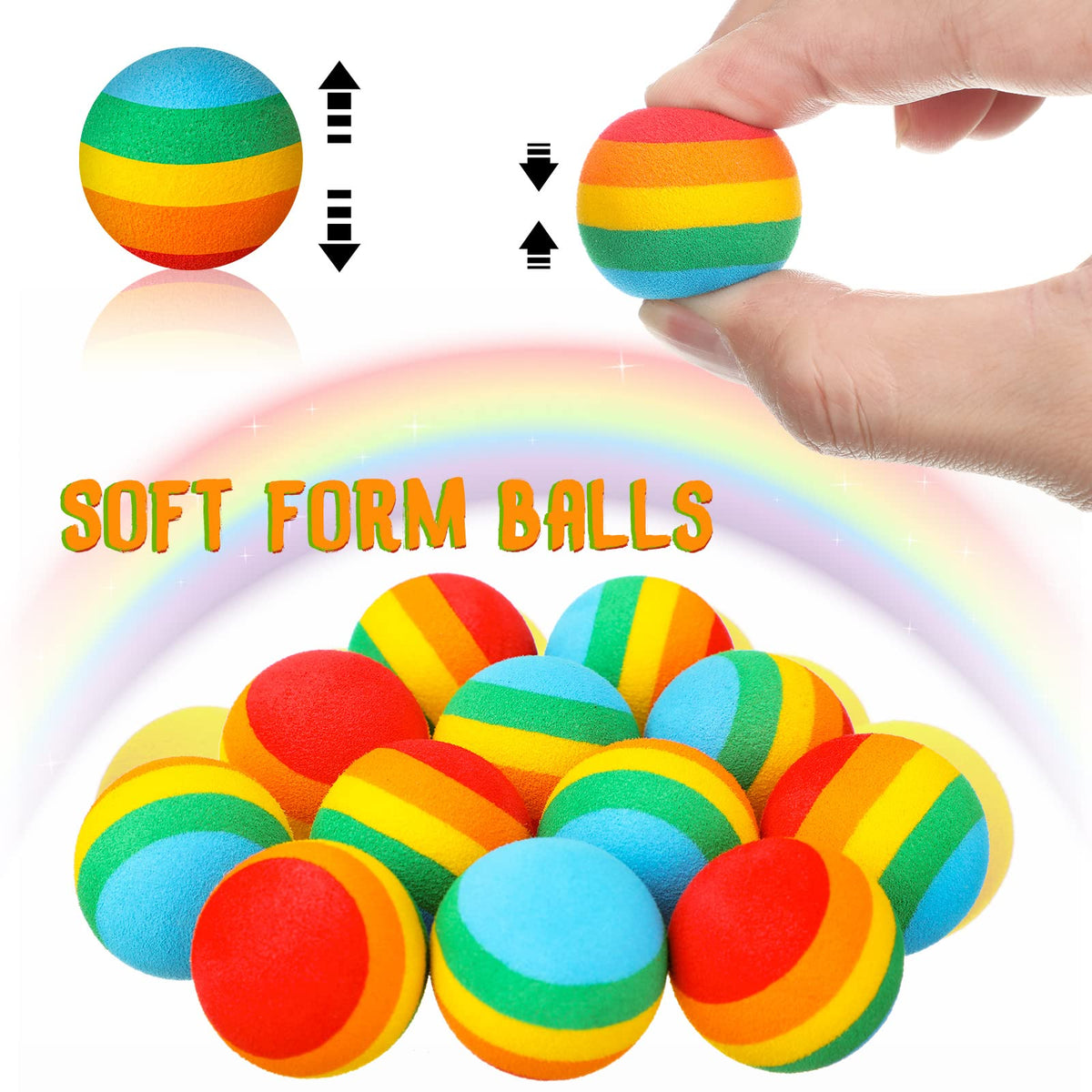 Sumind 48-Piece Rainbow Foam Balls – Soft Refills for Blasters and Party Games