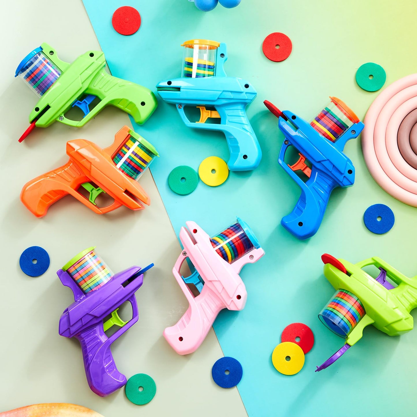 Sumind 8 Pcs Foam Disc Shooter Zip Shot Blaster Set — Outdoor Family Fun