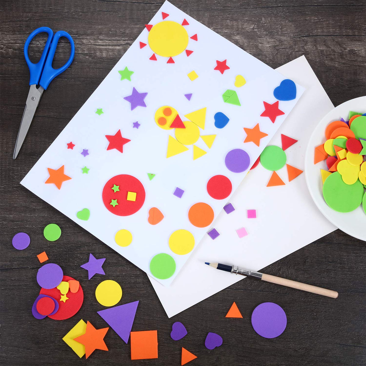 Sumind 1500-Piece Self-Adhesive Foam Stickers – Mini Geometry Shapes EVA Foam for DIY Art
