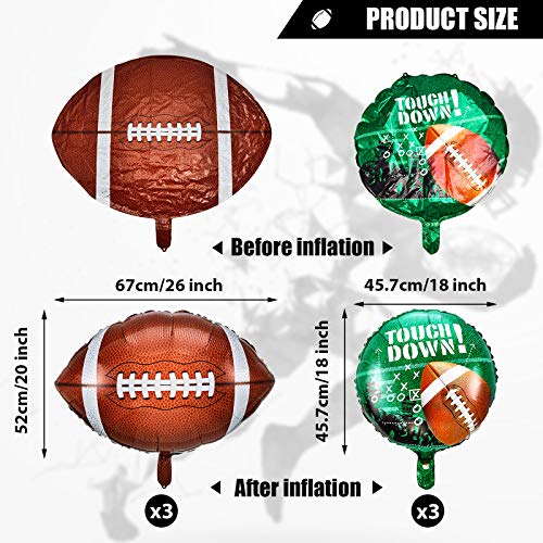 Sumind 26-inch & 18-inch Football Balloons Set – 6-Piece Party Decorations for Game Day, Tailgate & Sports Events