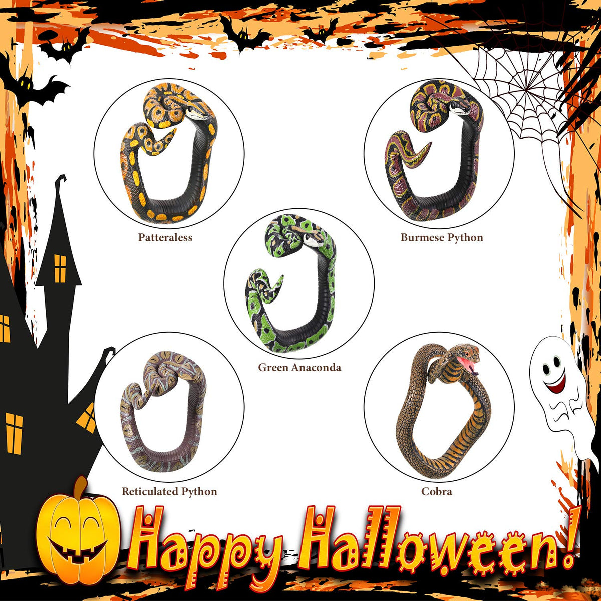 Sumind 6-Piece Toy Snake Bracelet Set – PVC Wristbands for Pranks, Halloween & Parties