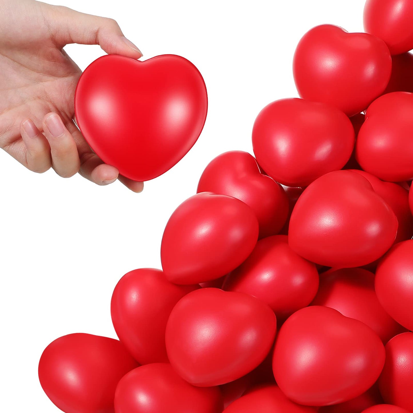 Sumind 36 Pcs Heart Stress Balls - 2.75-Inch Red PU Foam for Valentine's Day Party Favors
