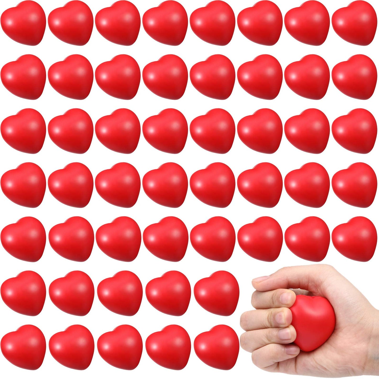 Sumind 50 Pcs Red Heart Stress Balls - 1.6in Squeeze Toys, Wedding Favors