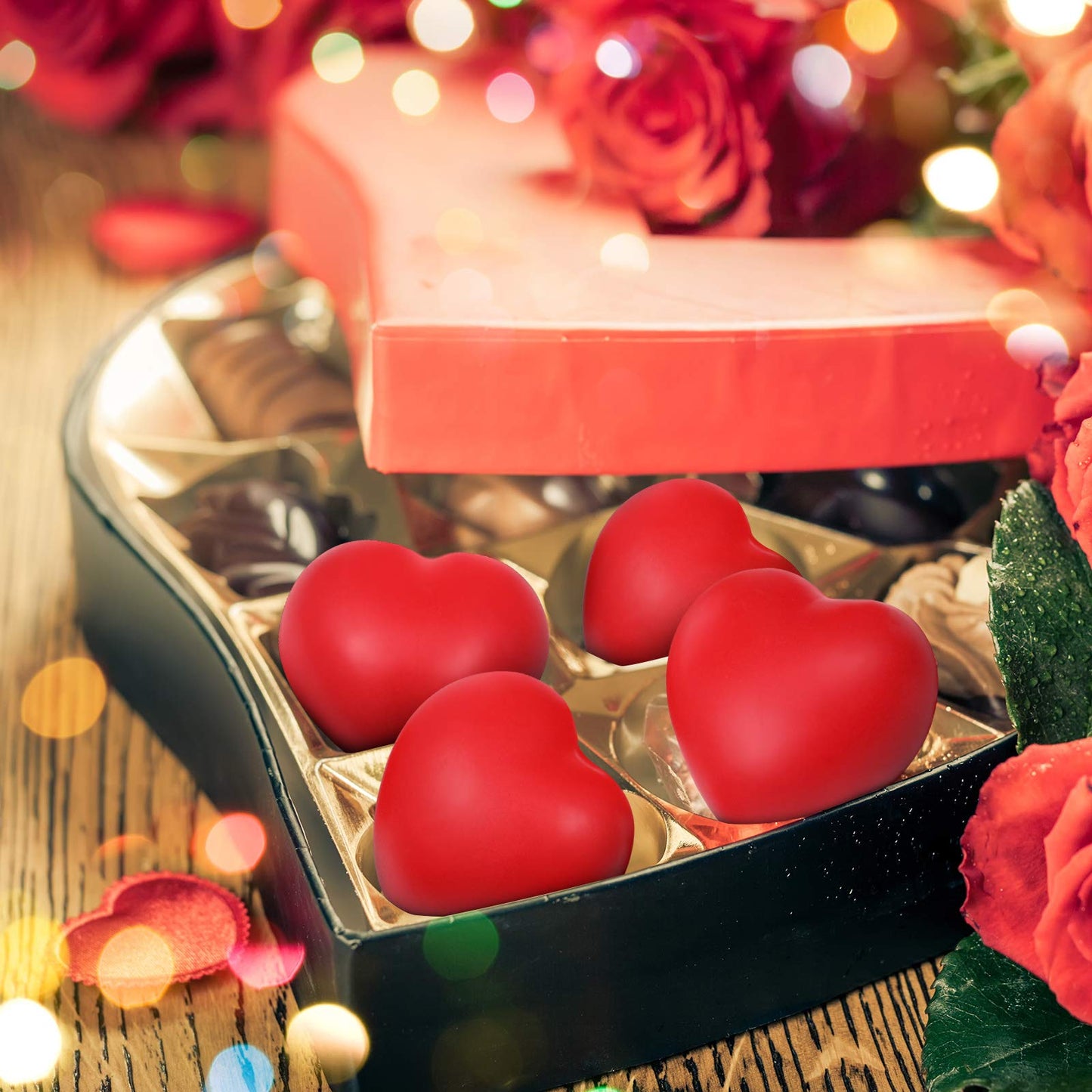 Sumind 50 Pcs Red Heart Stress Balls - 1.6in Squeeze Toys, Wedding Favors