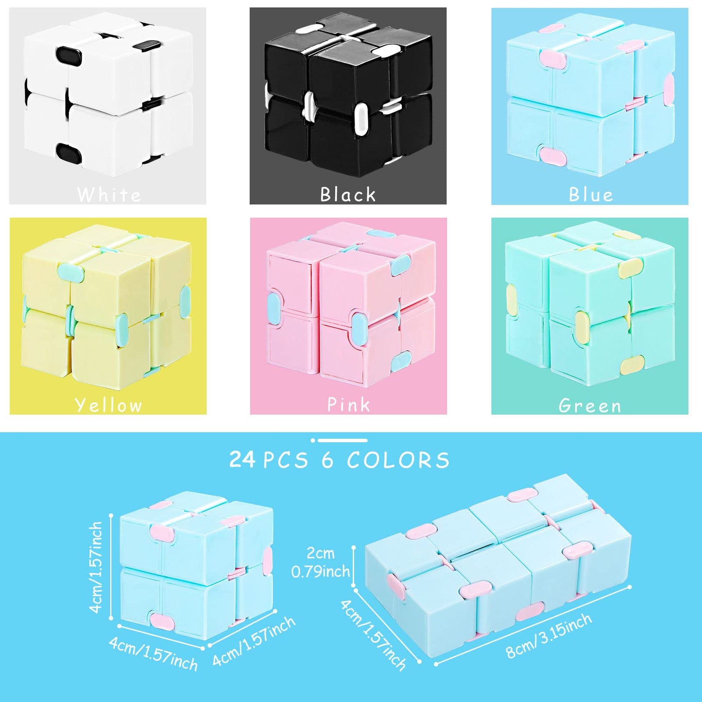 Sumind Infinity Cube 24-Piece Fidget Toy — Pocket-Sized, One-Hand Play, Focus