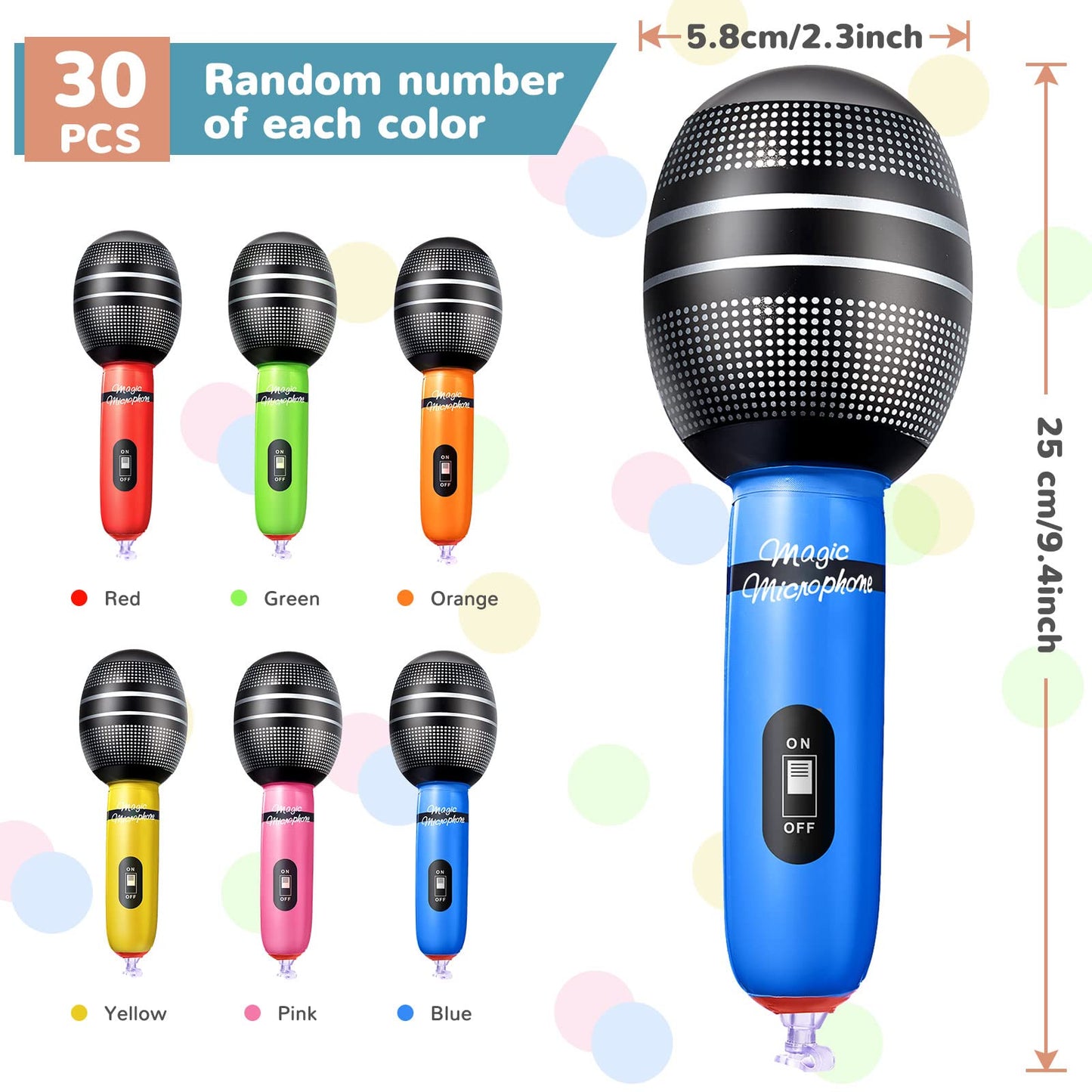 Sumind 30 Pcs Inflatable Microphones – 9.4 Inch Party Props for Karaoke