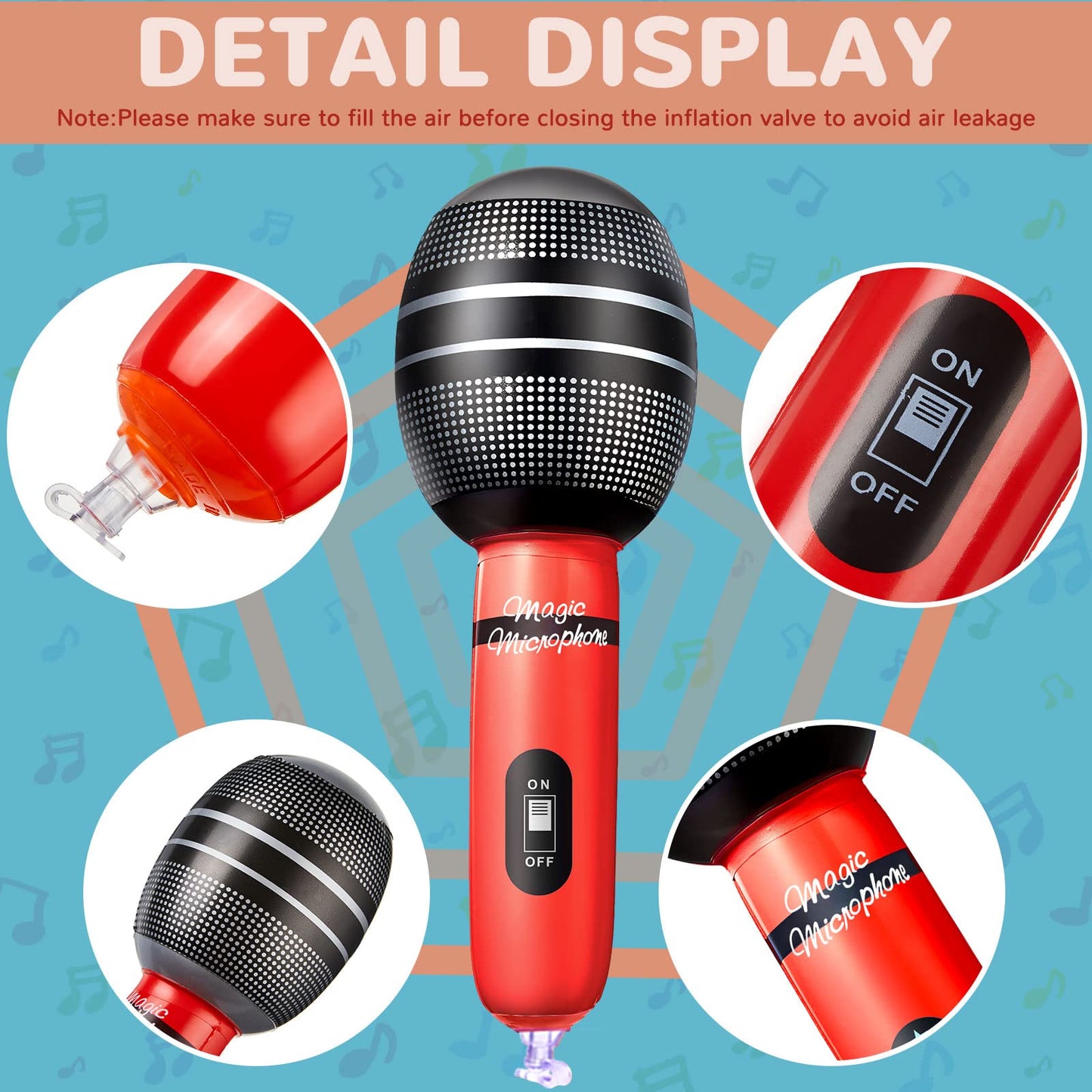Sumind 30 Pcs Inflatable Microphones – 9.4 Inch Party Props for Karaoke
