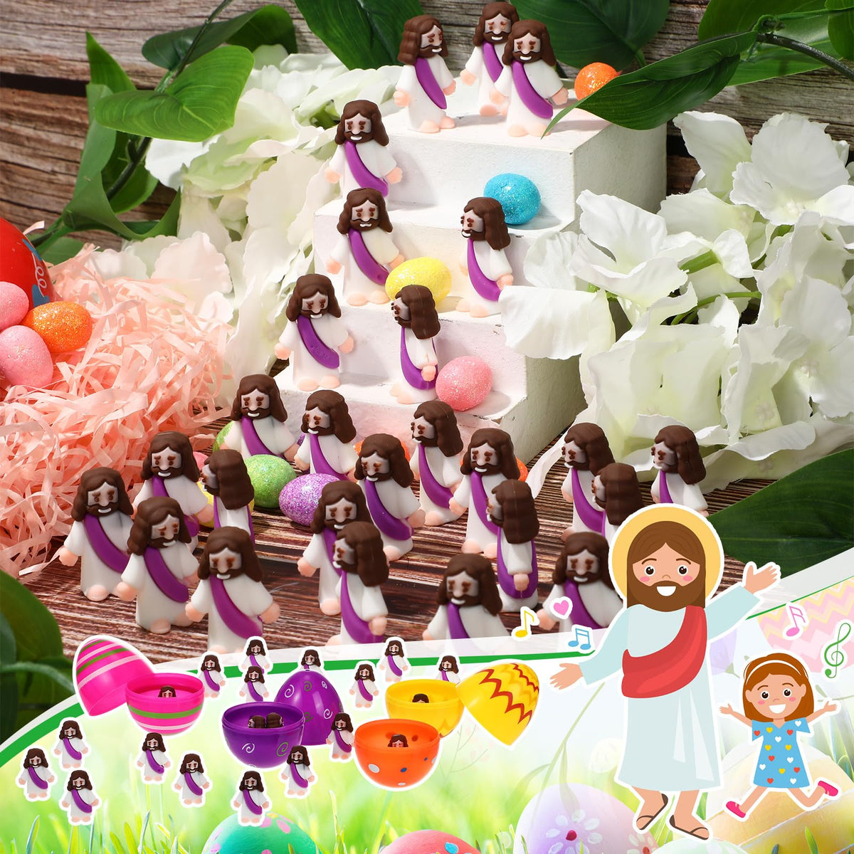 Sumind 100 Pcs Mini Jesus Figures – PVC Christian Figurines for Easter & Party Decor