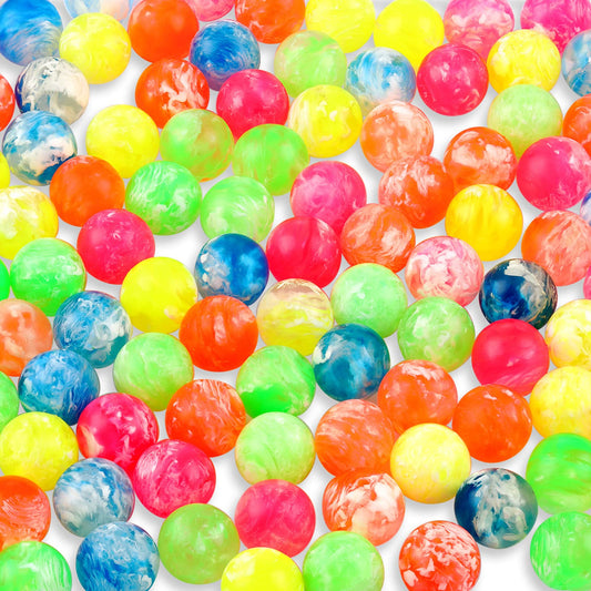 Sumind 100 Pcs Kids Bouncy Balls – Neon Swirl, 0.78 inch