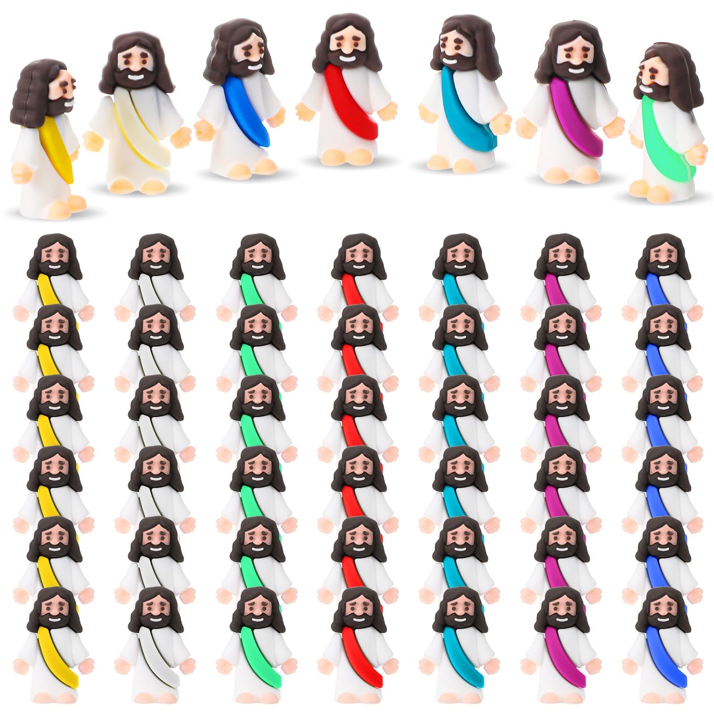 Sumind 50 Pcs Little Jesus Figures – Christmas Mini Pocket Jesus Figurines Bulk (Bright Color)
