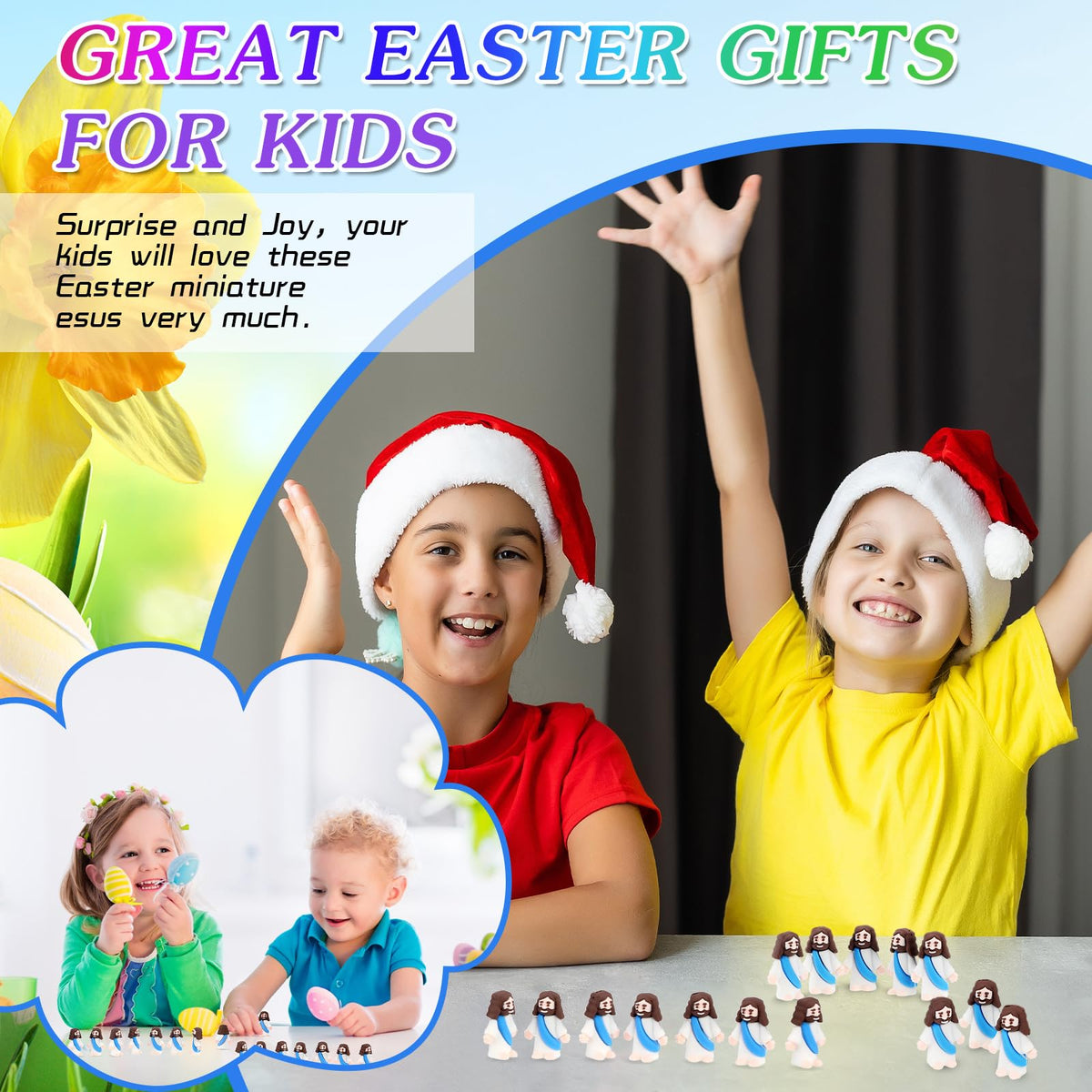 Sumind 50 Pcs Little Jesus Figures – Blue Rubber Mini Jesus Figurines for Christmas Party Favors & Gifts