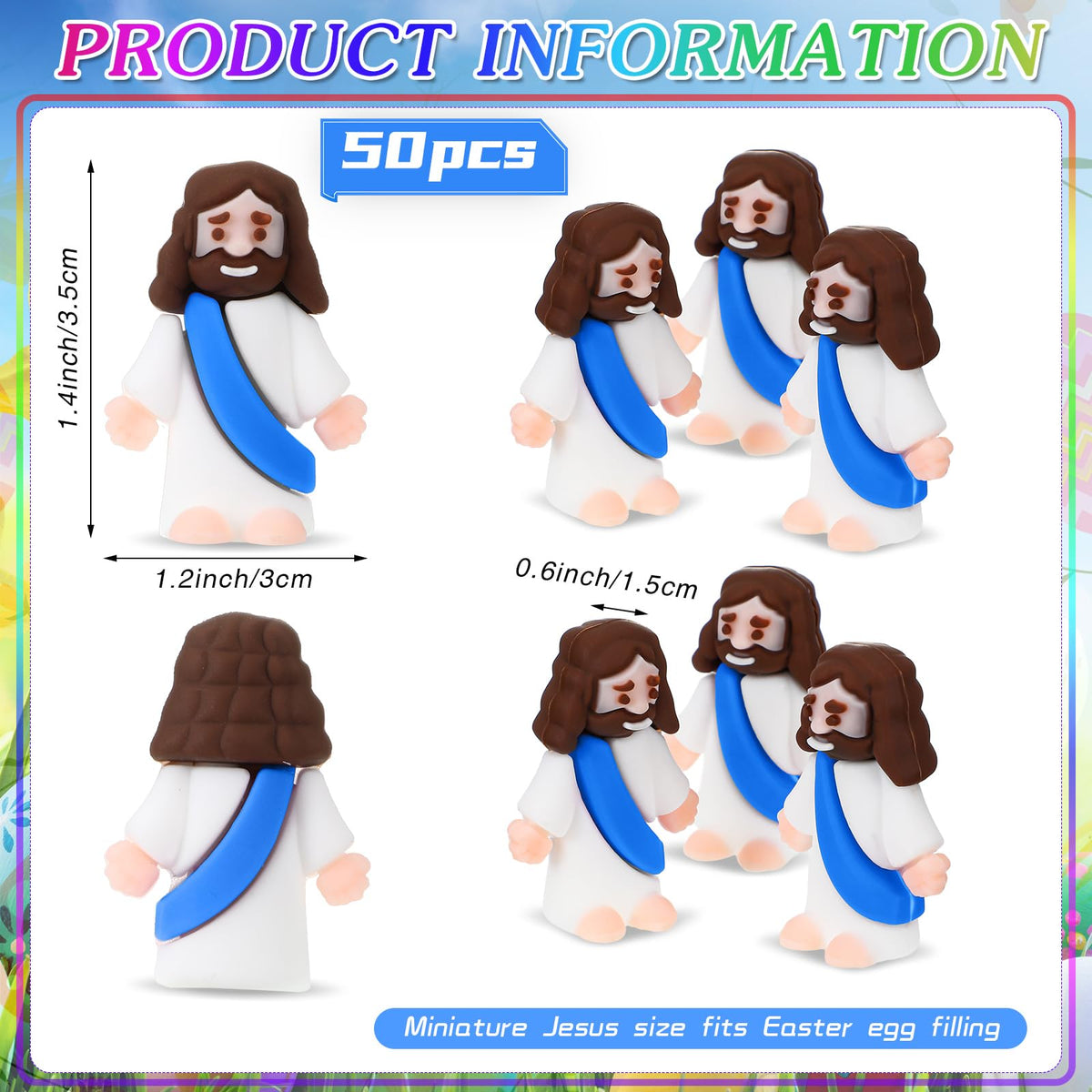 Sumind 50 Pcs Little Jesus Figures – Blue Rubber Mini Jesus Figurines for Christmas Party Favors & Gifts