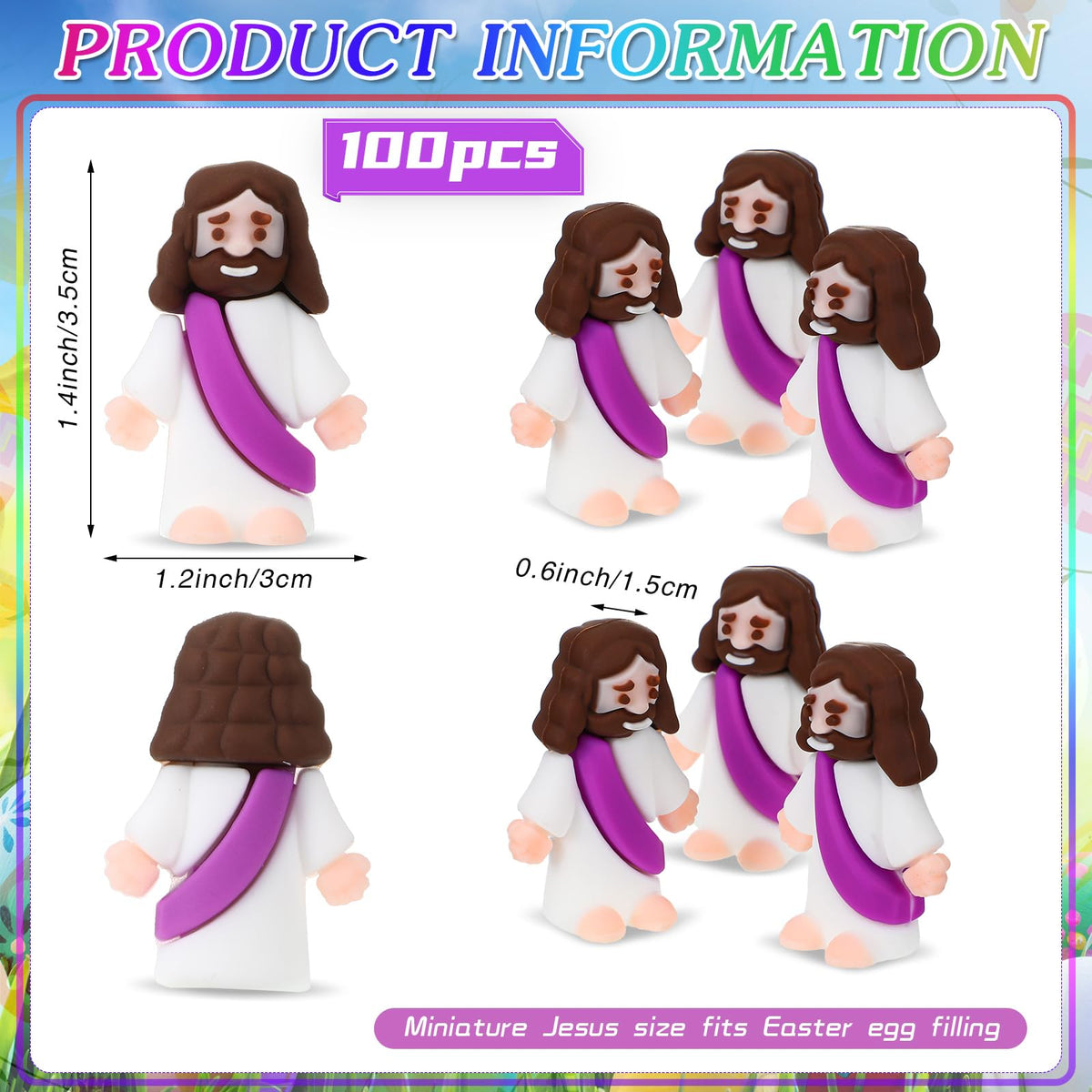 Sumind 100 Pcs Mini Jesus Figures – PVC Christian Figurines for Easter & Party Decor