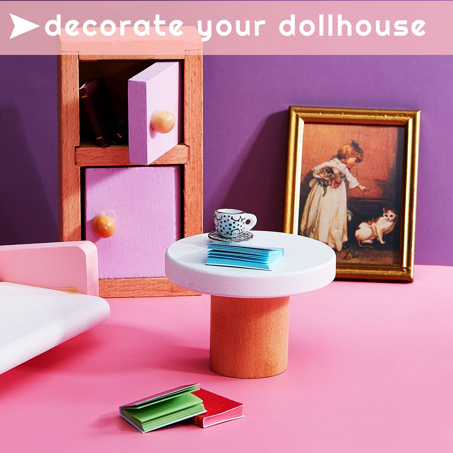 Sumind 4-Piece Miniature Book Set with Pencils & Clipboards for Dollhouse Decor | DIY Craft