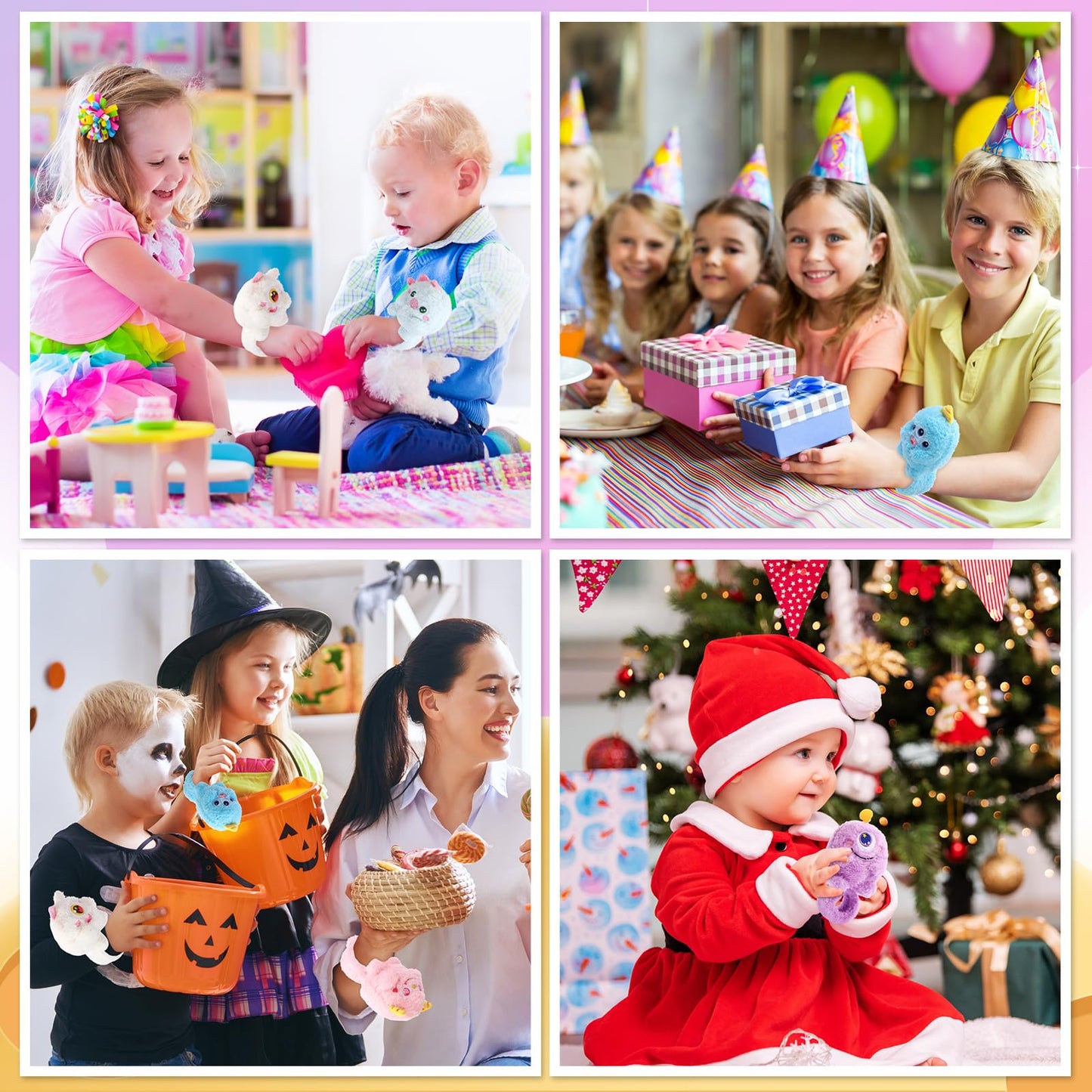 Sumind 15 Pcs Monster Slap Bracelets – Plush Monster Party Favors for Kids