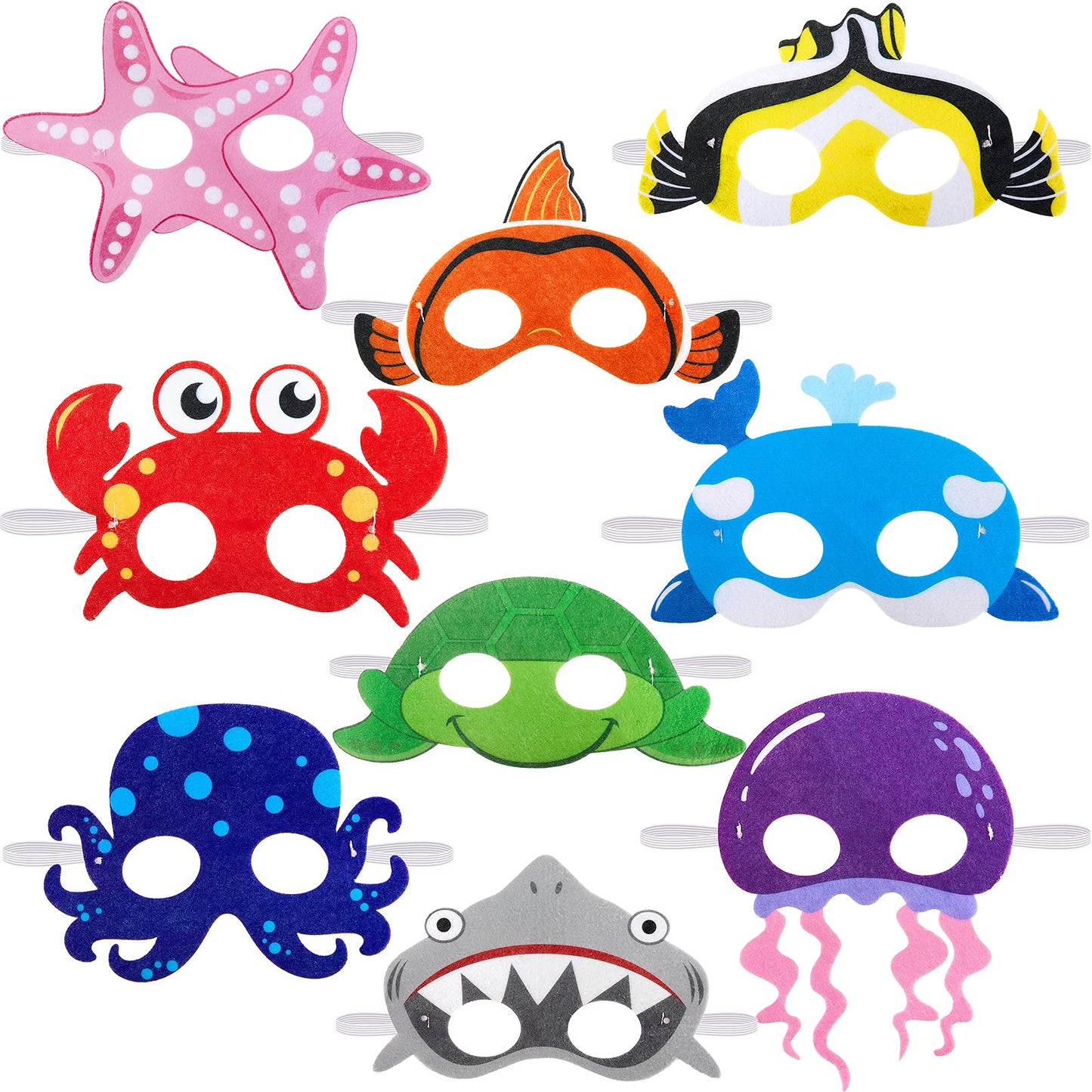 Sumind Ocean Animals Felt Masks – 18-Piece Marine Theme Dress-Up Masks for Parties
