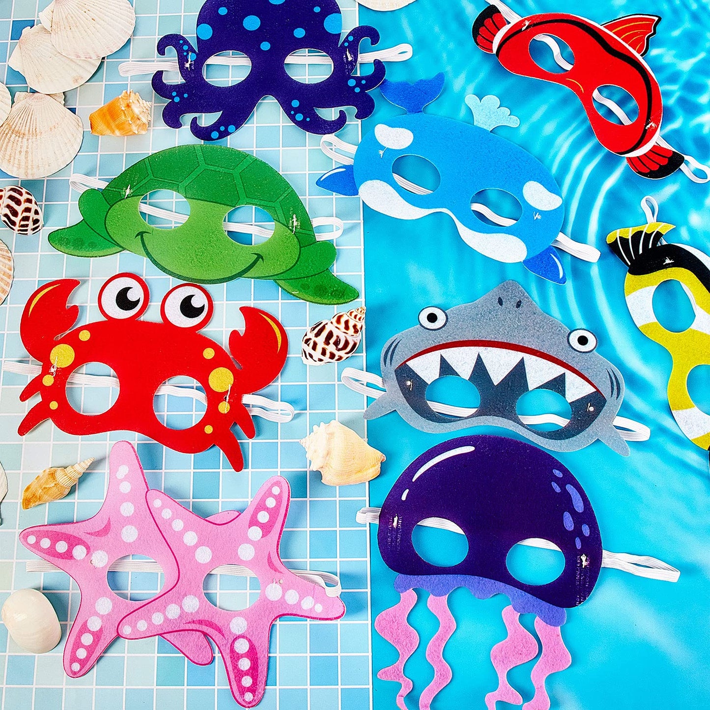 Sumind Ocean Animals Felt Masks – 18-Piece Marine Theme Dress-Up Masks for Parties