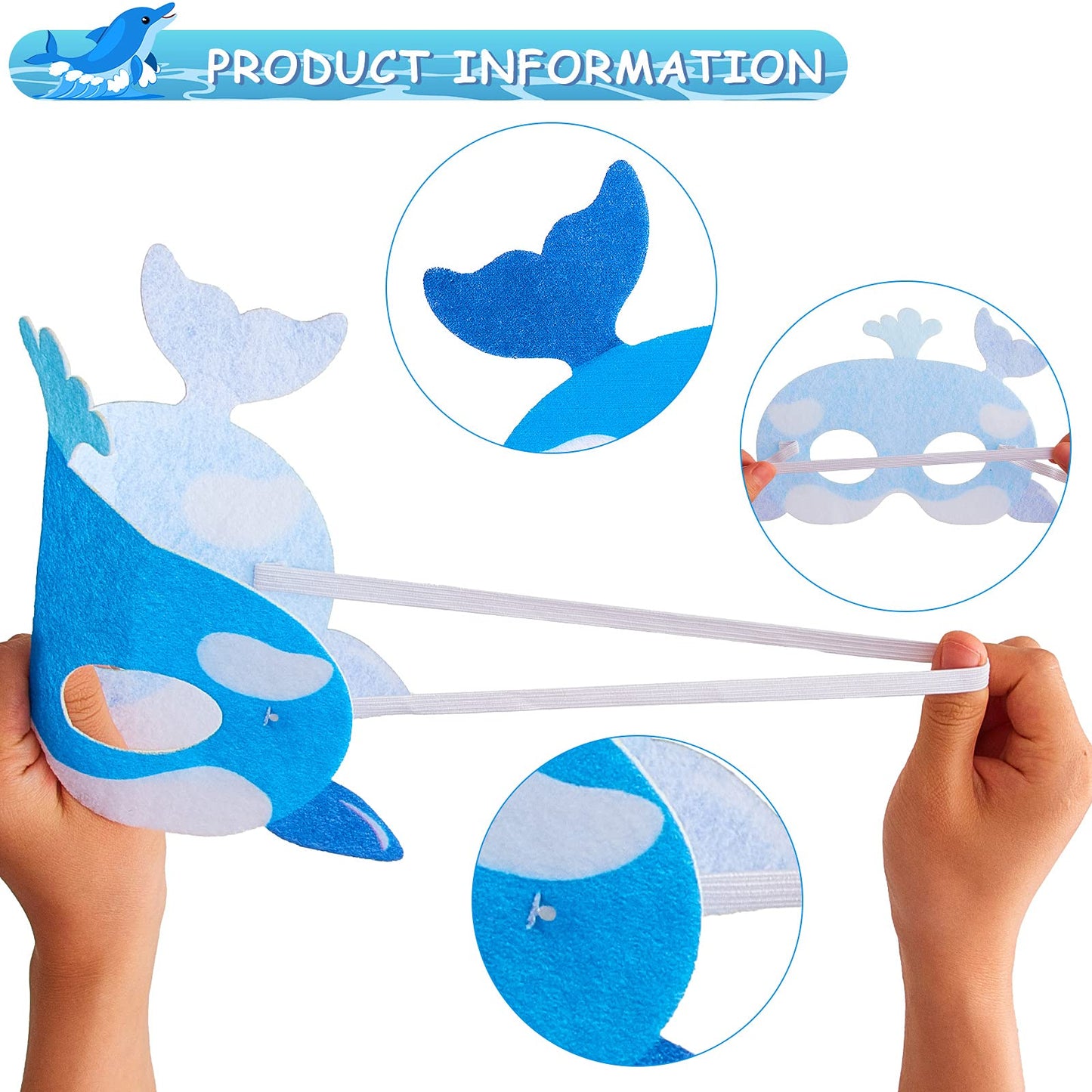 Sumind Ocean Animals Felt Masks – 18-Piece Marine Theme Dress-Up Masks for Parties