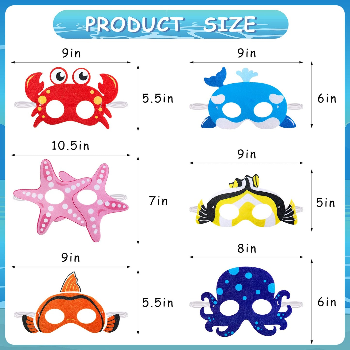 Sumind Ocean Animals Felt Masks – 18-Piece Marine Theme Dress-Up Masks for Parties