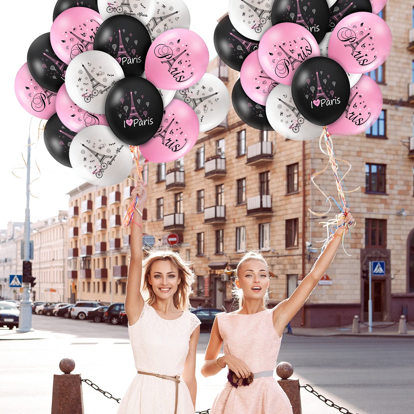 Sumind 36 Pieces Paris Balloons 12 Inch – Day in Paris Eiffel Tower Latex Party Decor