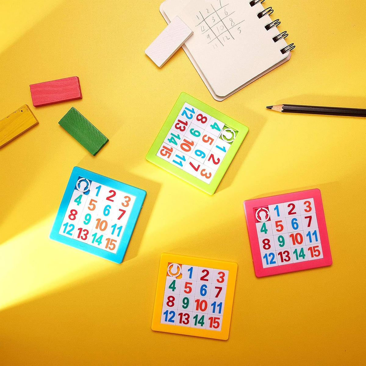 Sumind 8 Pieces Slide Puzzles for Kids | 15-Number Puzzle Slide Game | Colorful Plastic IQ Blocks