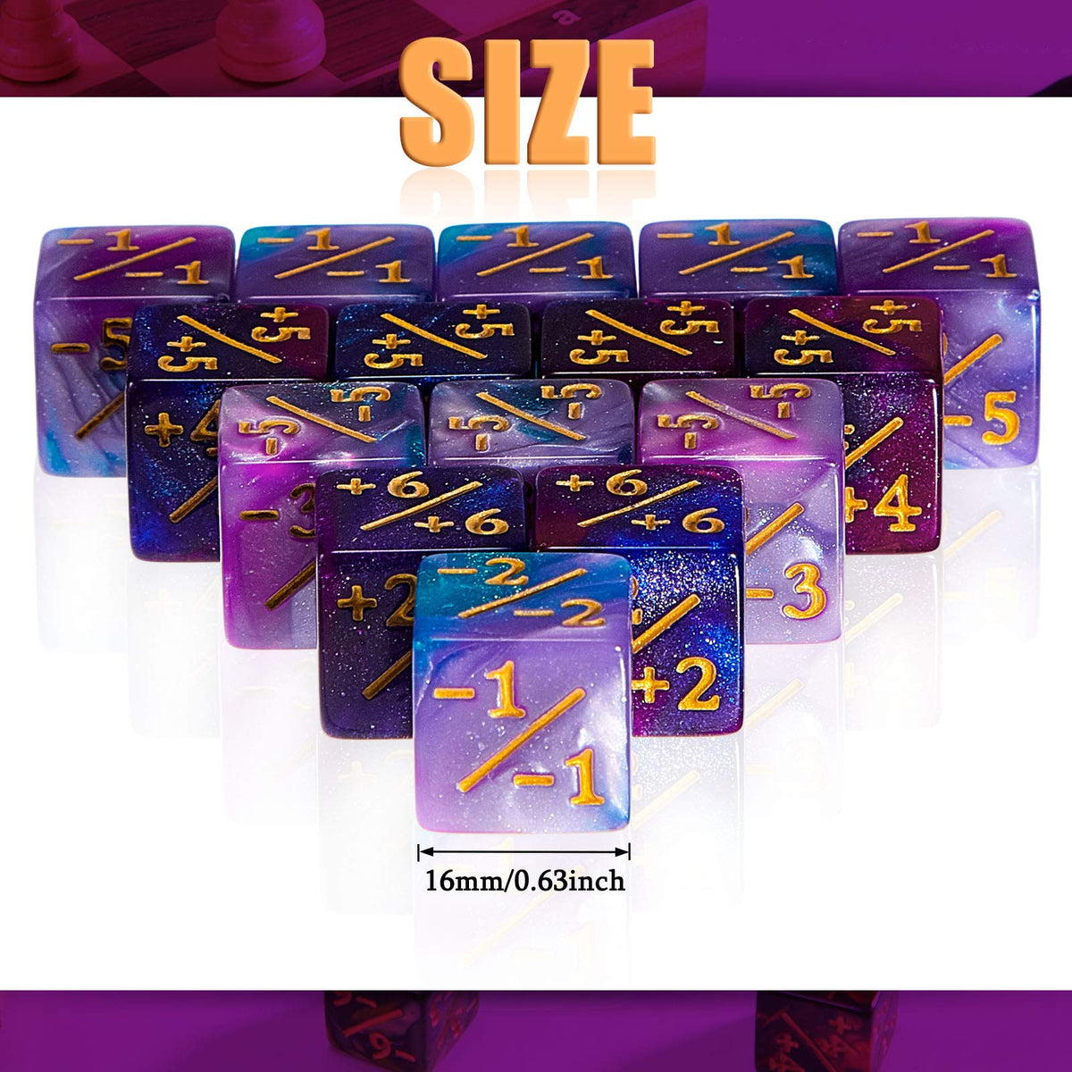 Sumind 24 Pcs Counter Dice - 1/+1 Buff Tokens for MTG CCG TCG Cards (Fresh Style)