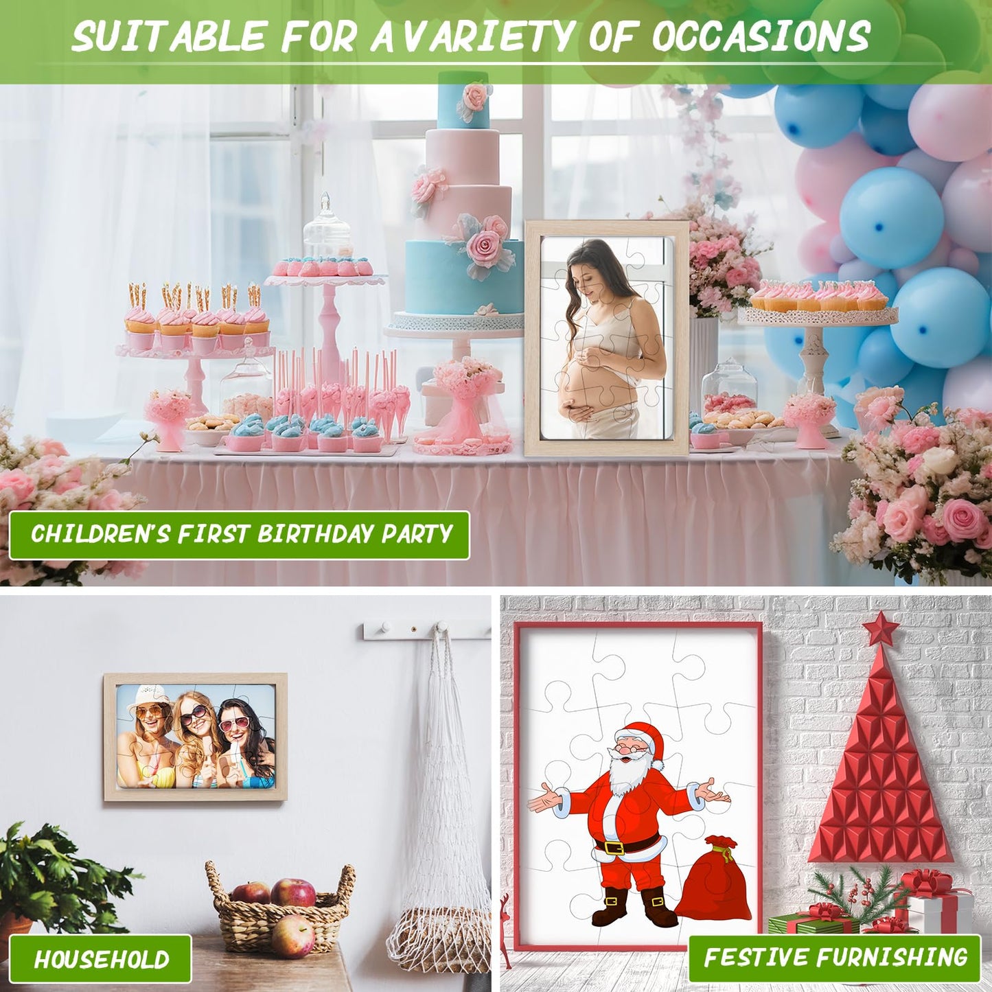 Sumind 10 Sets Blank Sublimation Puzzle – DIY Rectangle Jigsaw (A5-12)