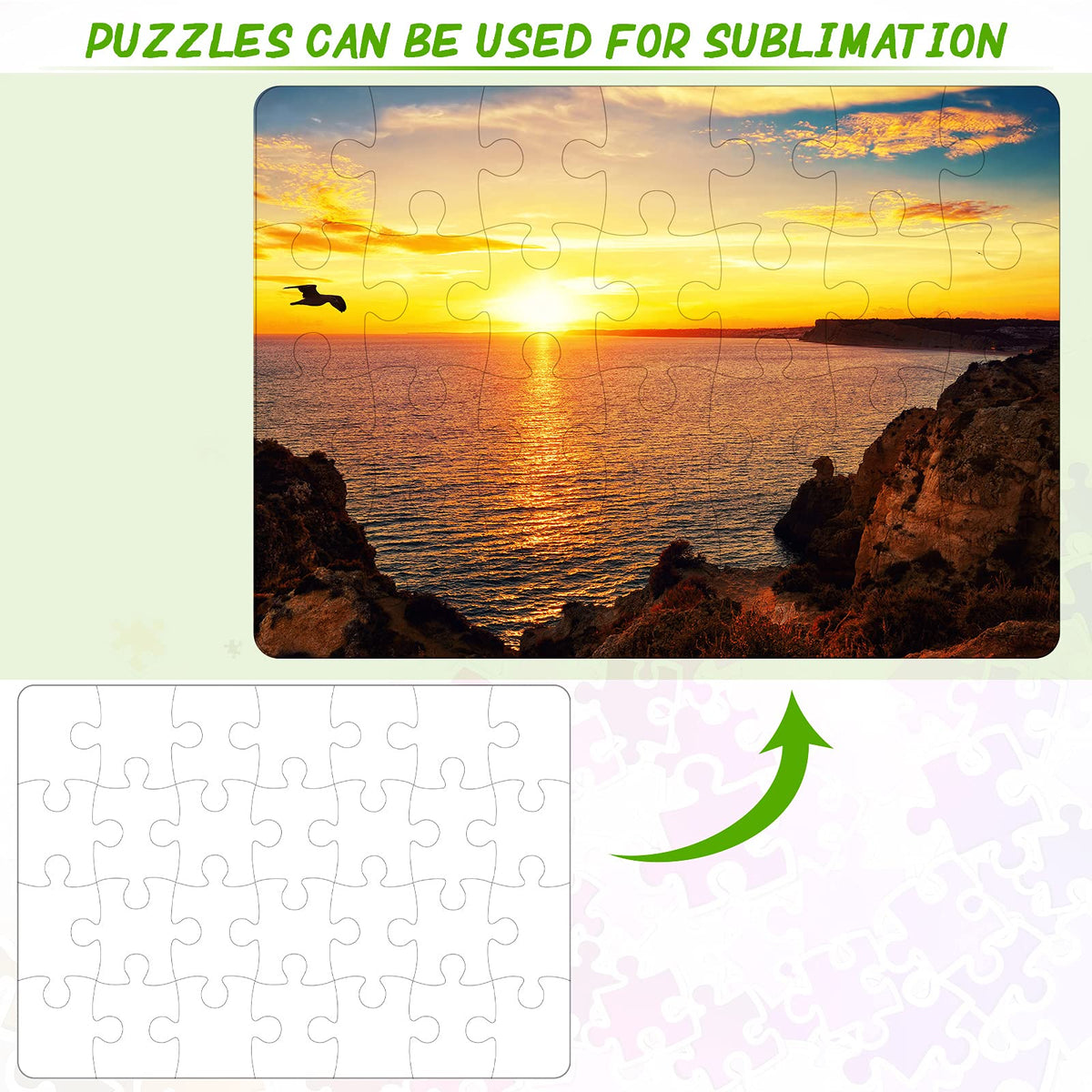 Sumind 10 Sets Blank Sublimation Puzzles – DIY Rectangle 7.5 x 5.1 in, Heat Transfer Gift Set (A5-28 Rectangle)