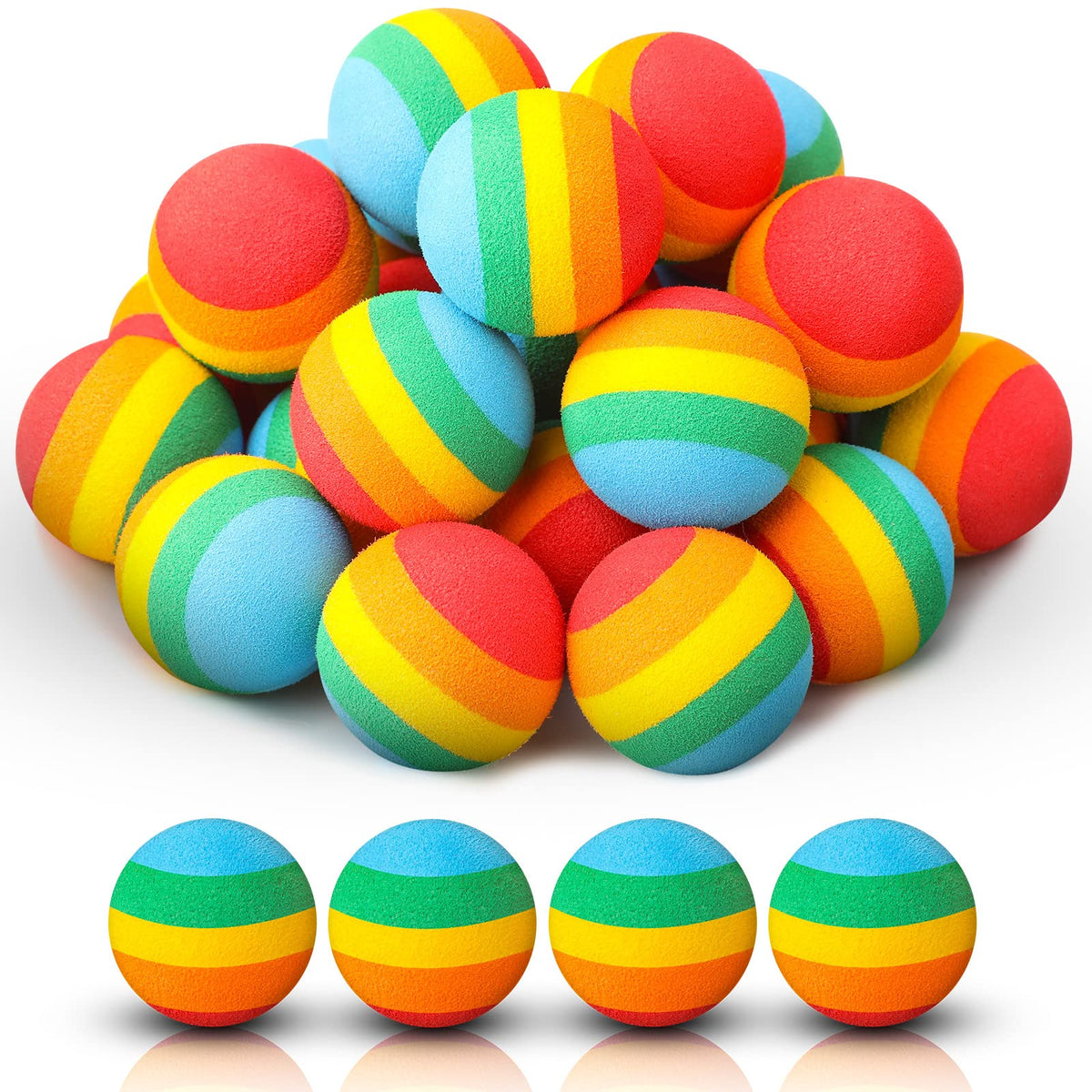 Sumind 48-Piece Rainbow Foam Balls – Soft Refills for Blasters and Party Games