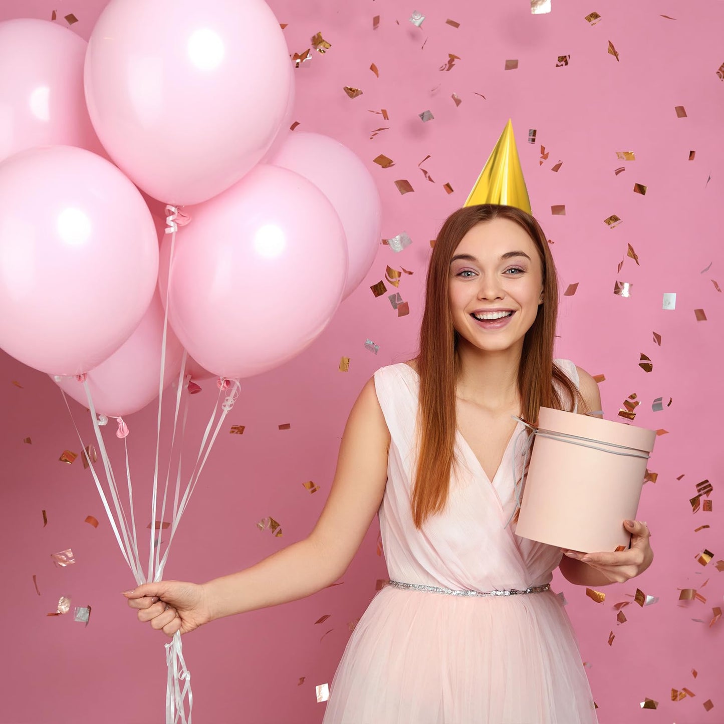 Sumind 100 Pieces Colorful Metallic Birthday Cone Hats for Adults