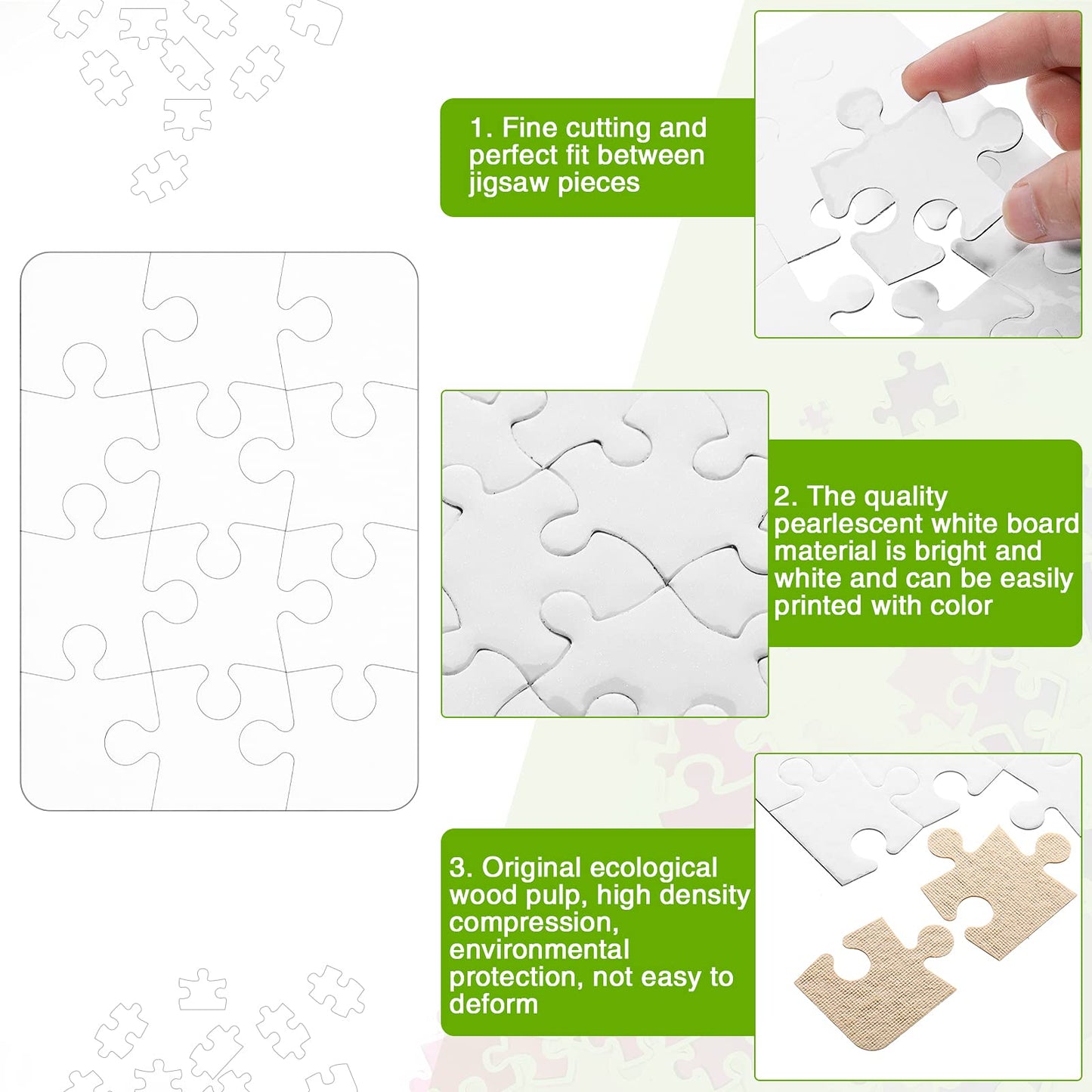 Sumind 10 Sets Blank Sublimation Puzzle – DIY Rectangle Jigsaw (A5-12)