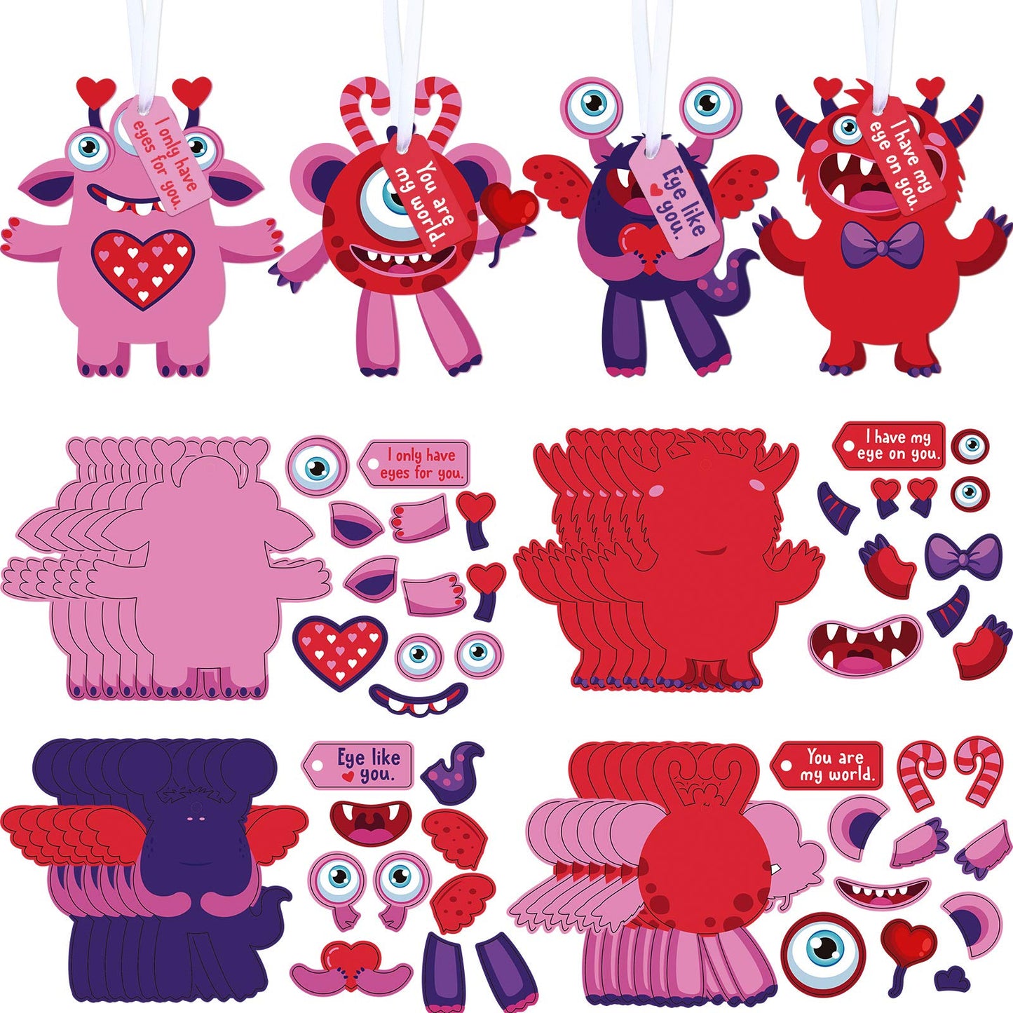 Sumind 60 Valentines Day Craft Kits for Kids – DIY Ornaments & Classroom Activities